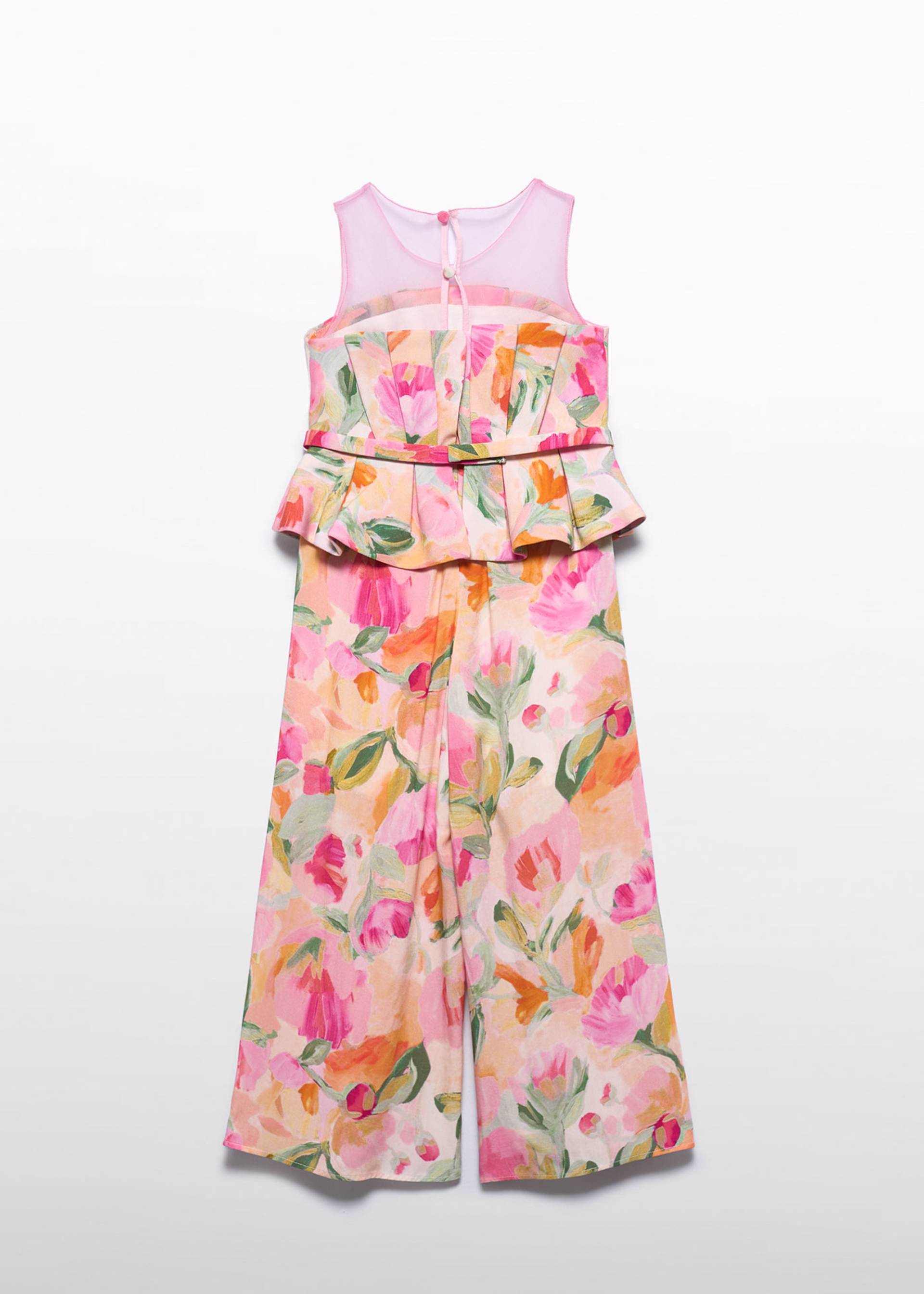 Macacão comprido estampado flores menina