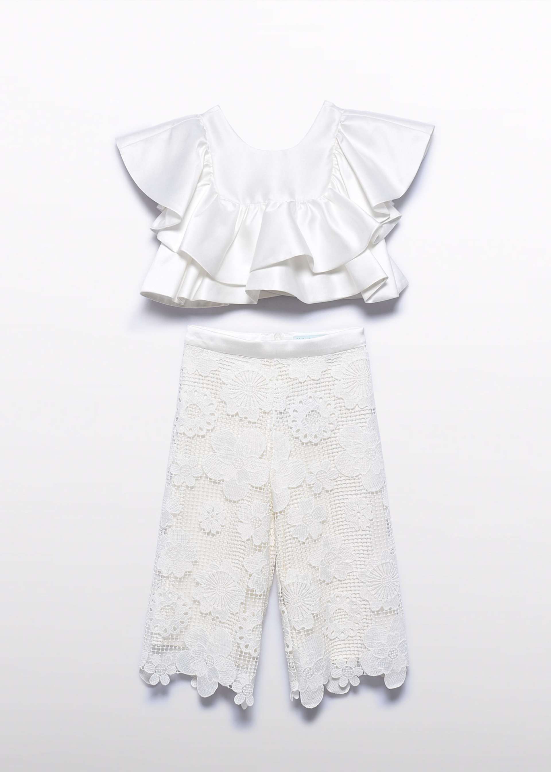 Girl Guipure Culotte Pants and Top Set