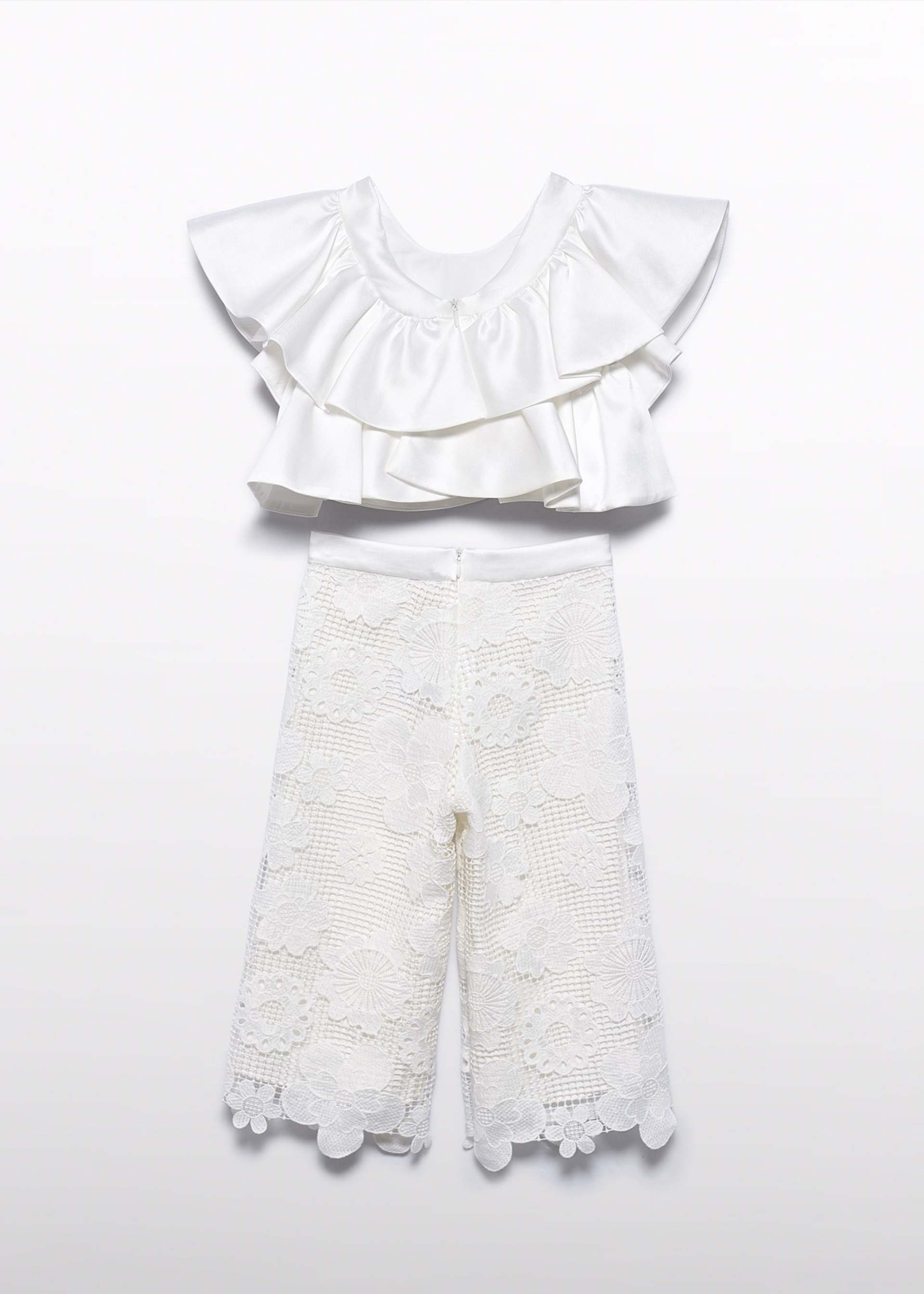 Girl Guipure Culotte Pants and Top Set