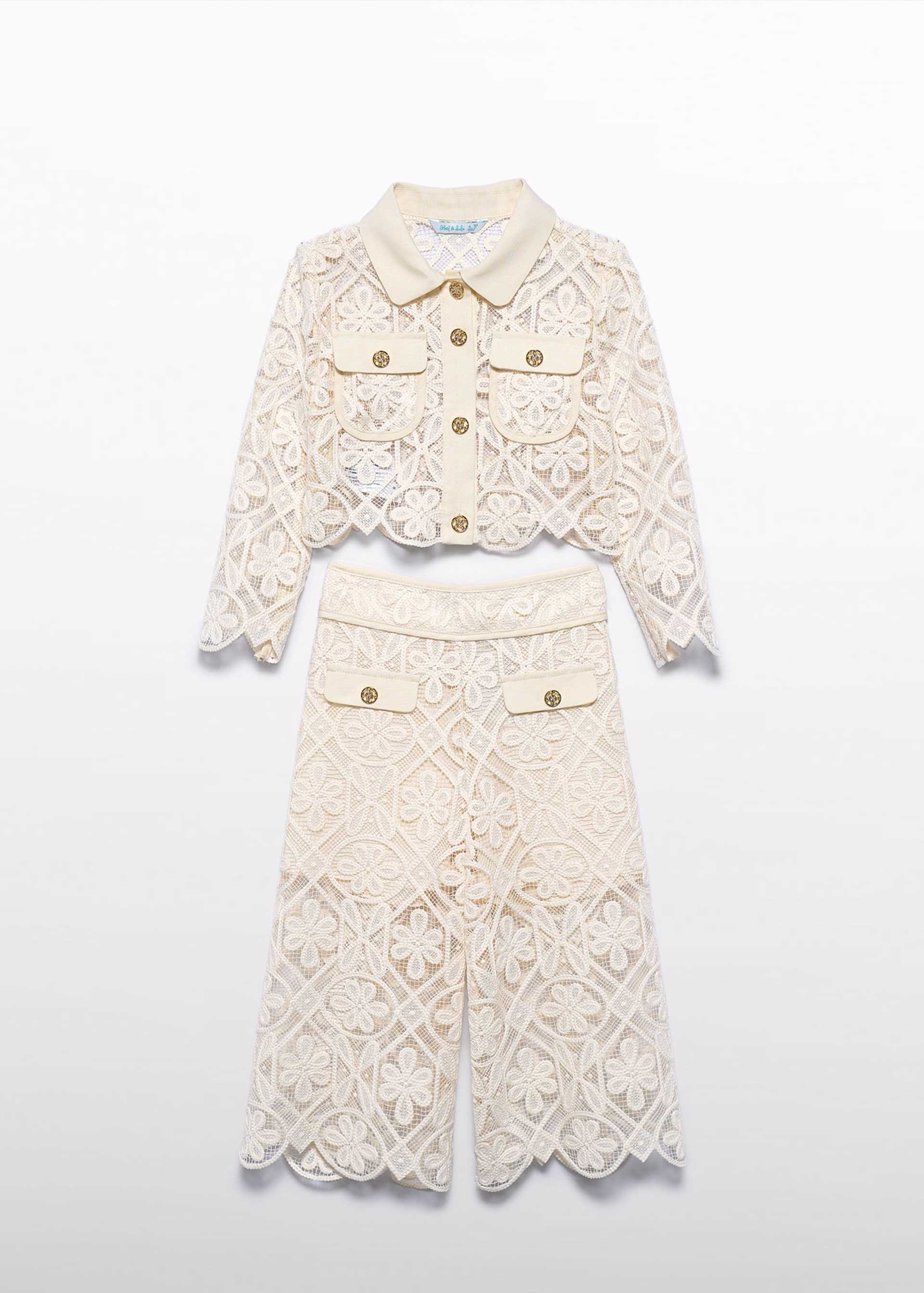 Conjunto calças culotte guipura menina