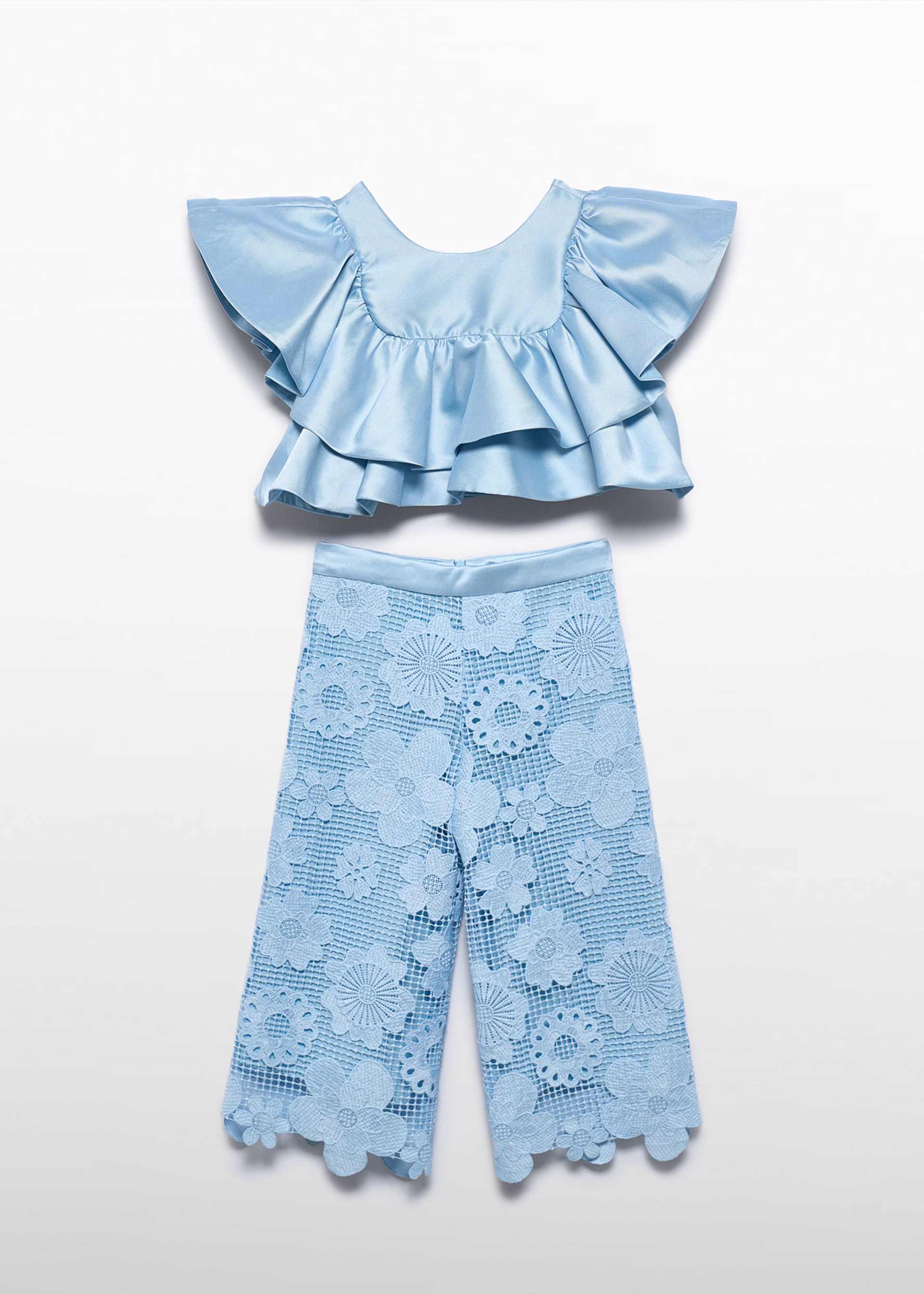 Conjunto pantalón culotte guipur niña