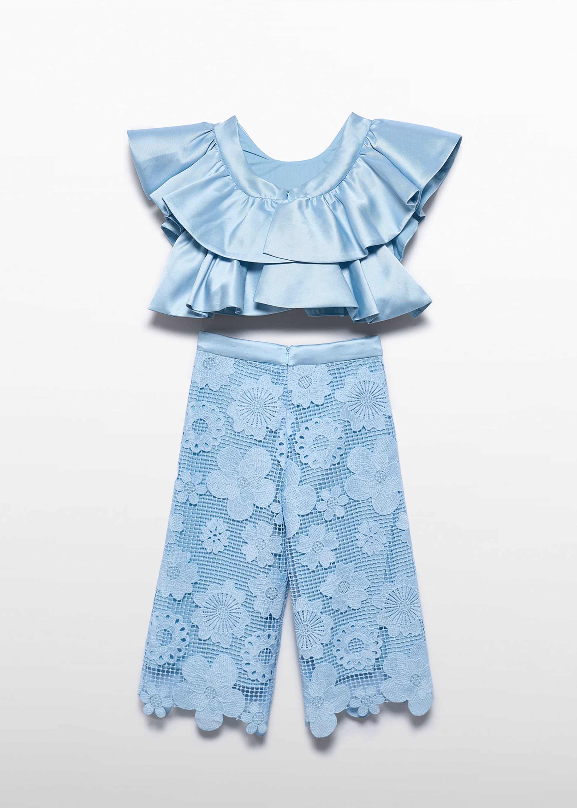 Conjunto pantalón culotte guipur niña