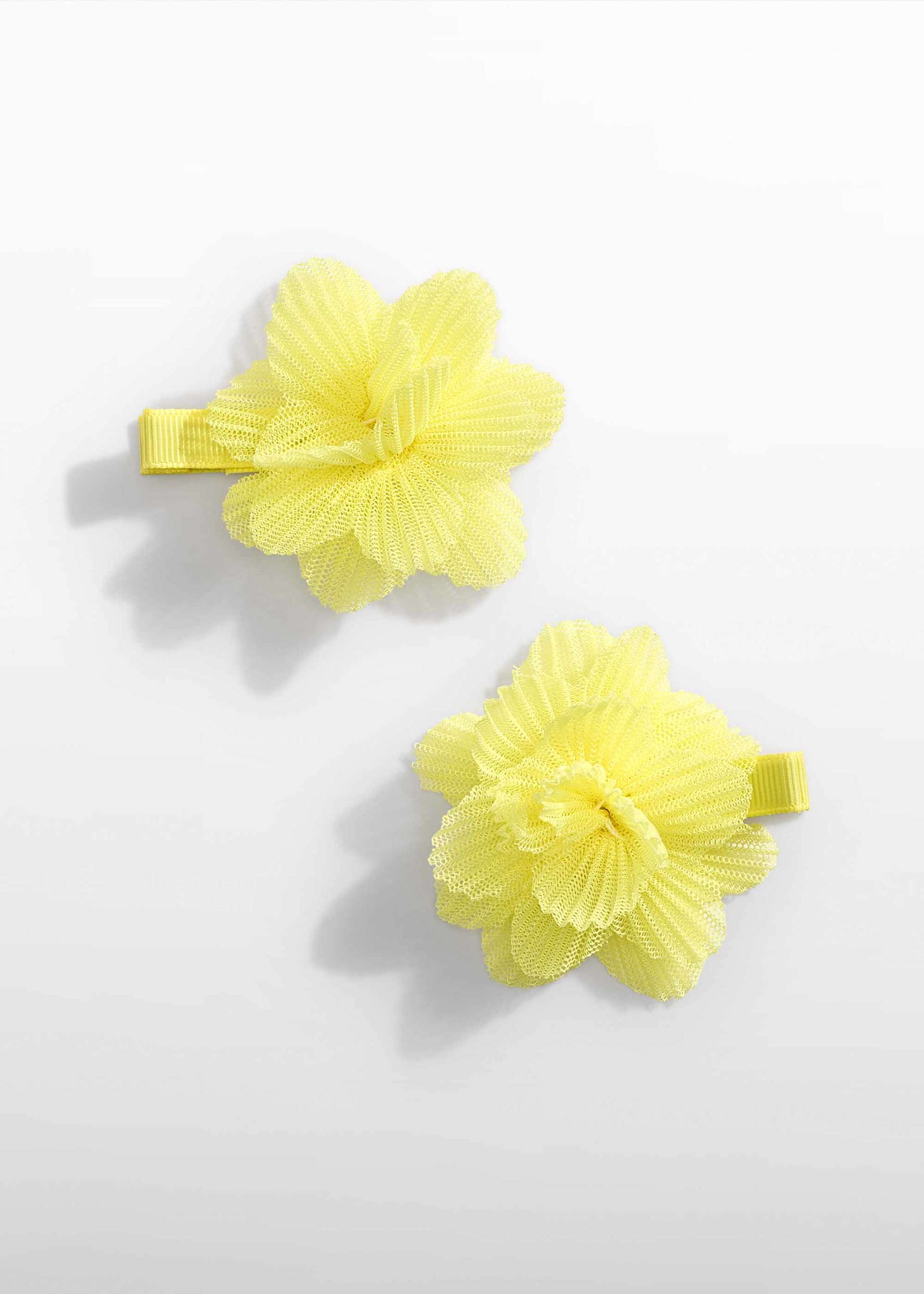 Set of pleated tulle flower hair clips for girls