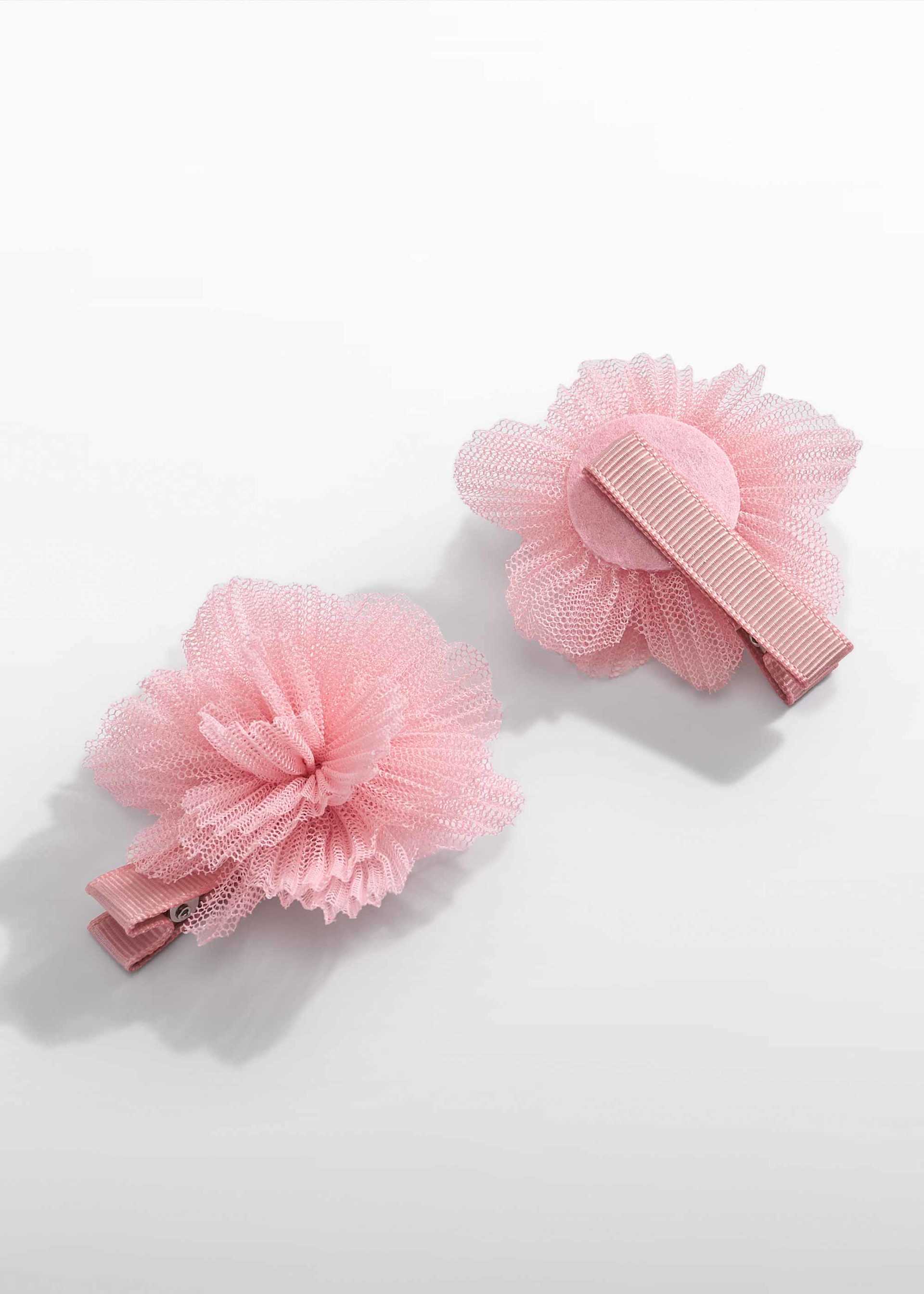 Set of pleated tulle flower hair clips for girls
