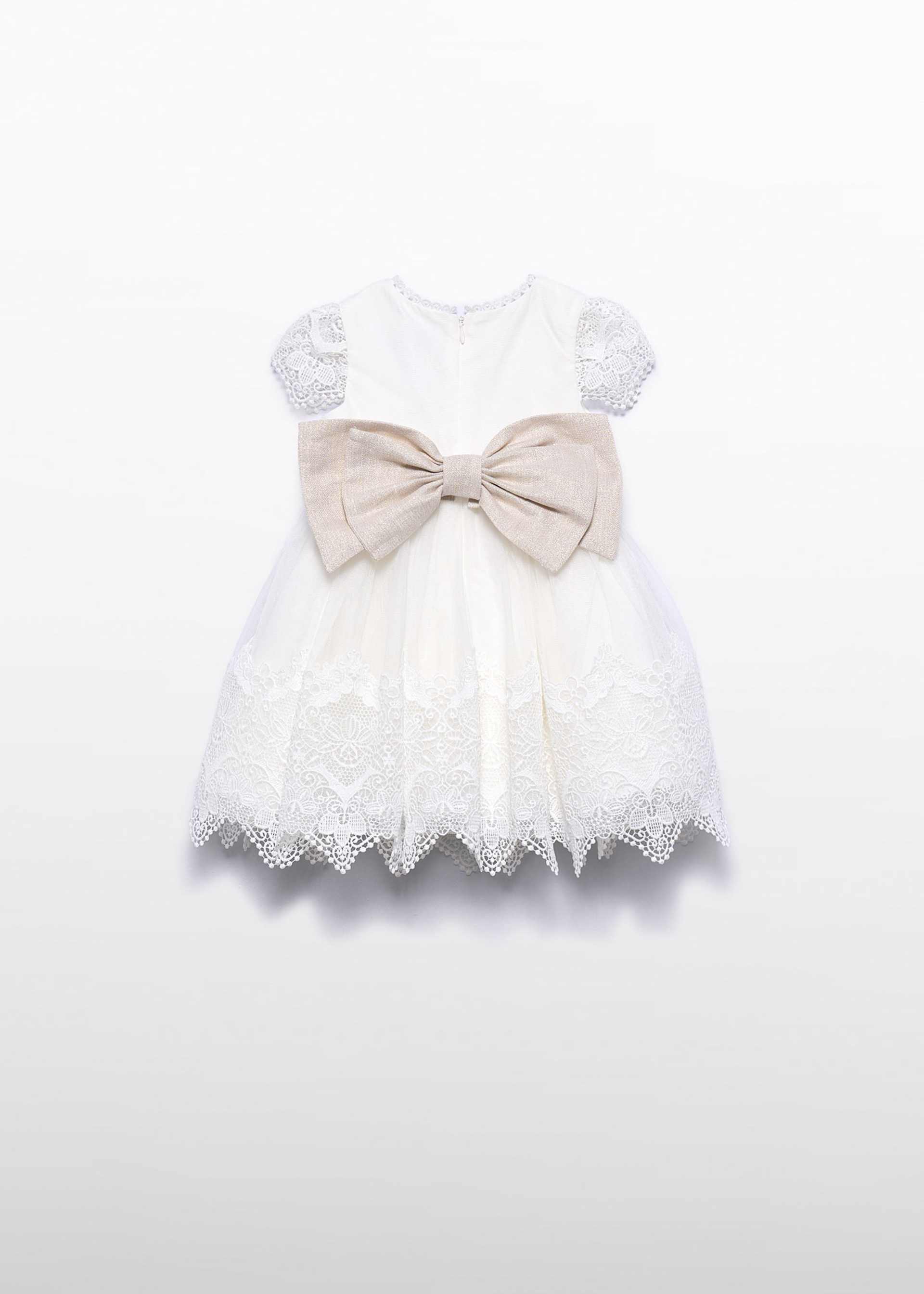 Abito tulle ricamato guipur neonata