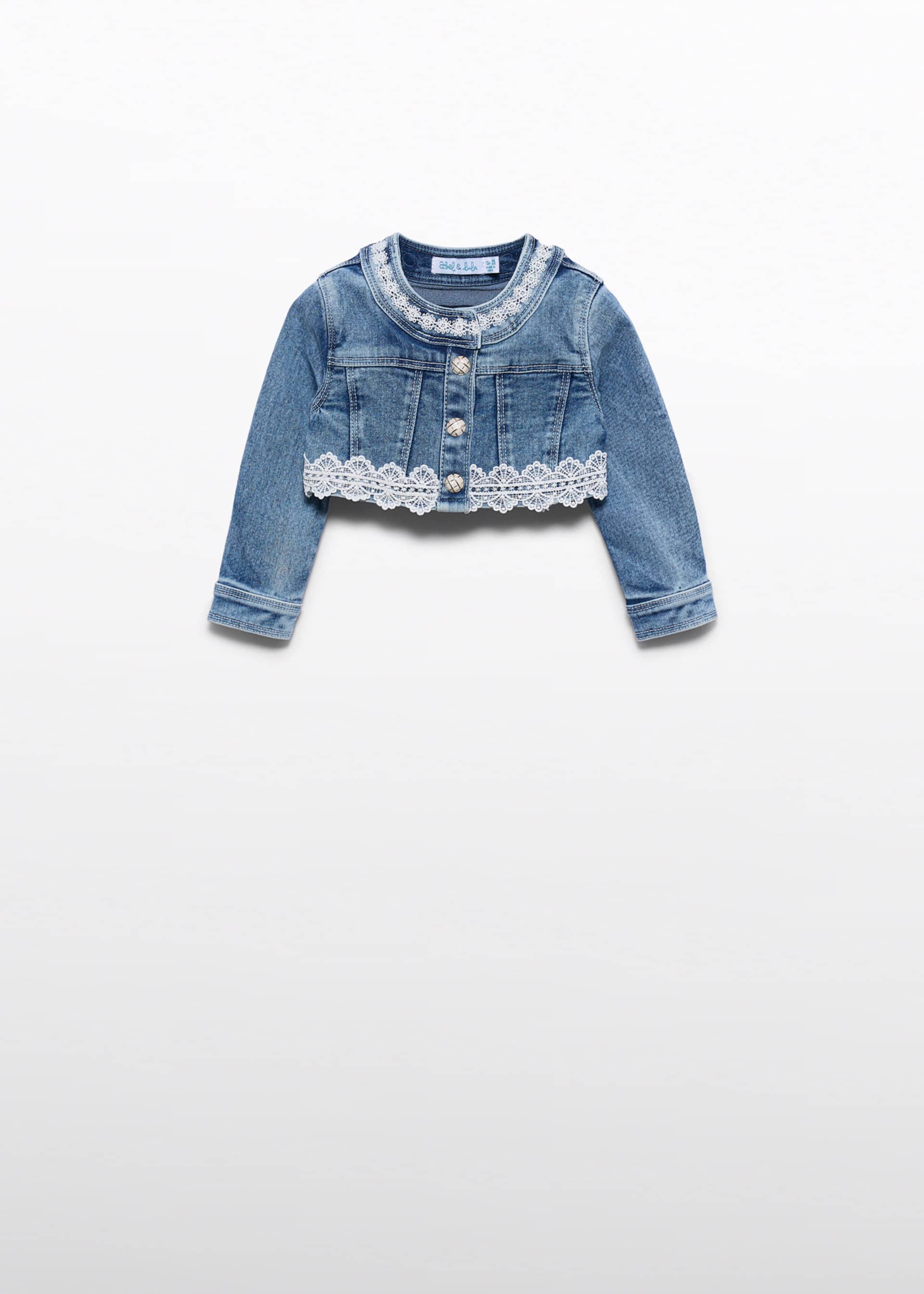 Kurtka denim z gipiurą dla dziewczynki