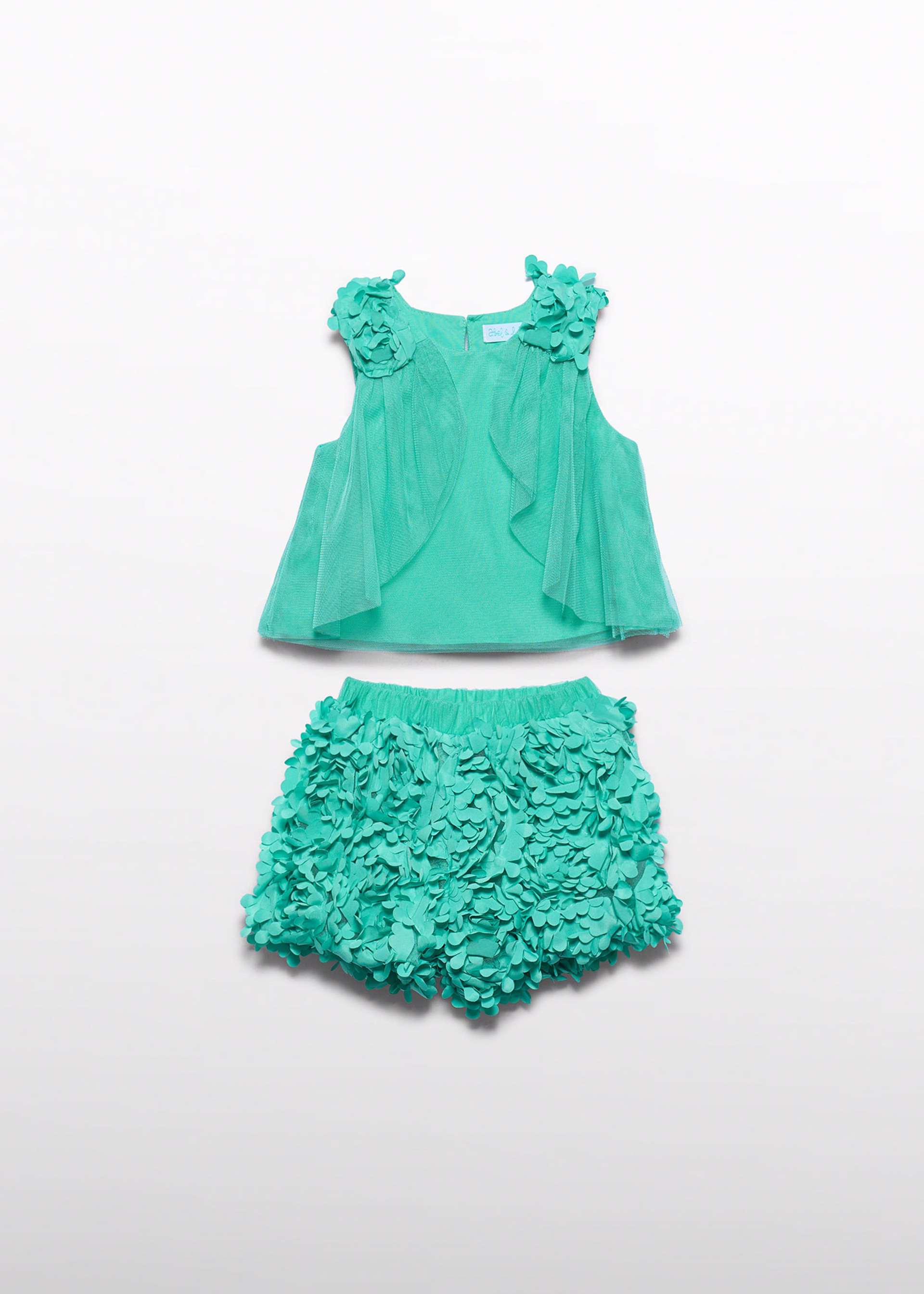 Ensemble bermuda fleurs 3D fille Ensemble bermuda fleurs 3D fille