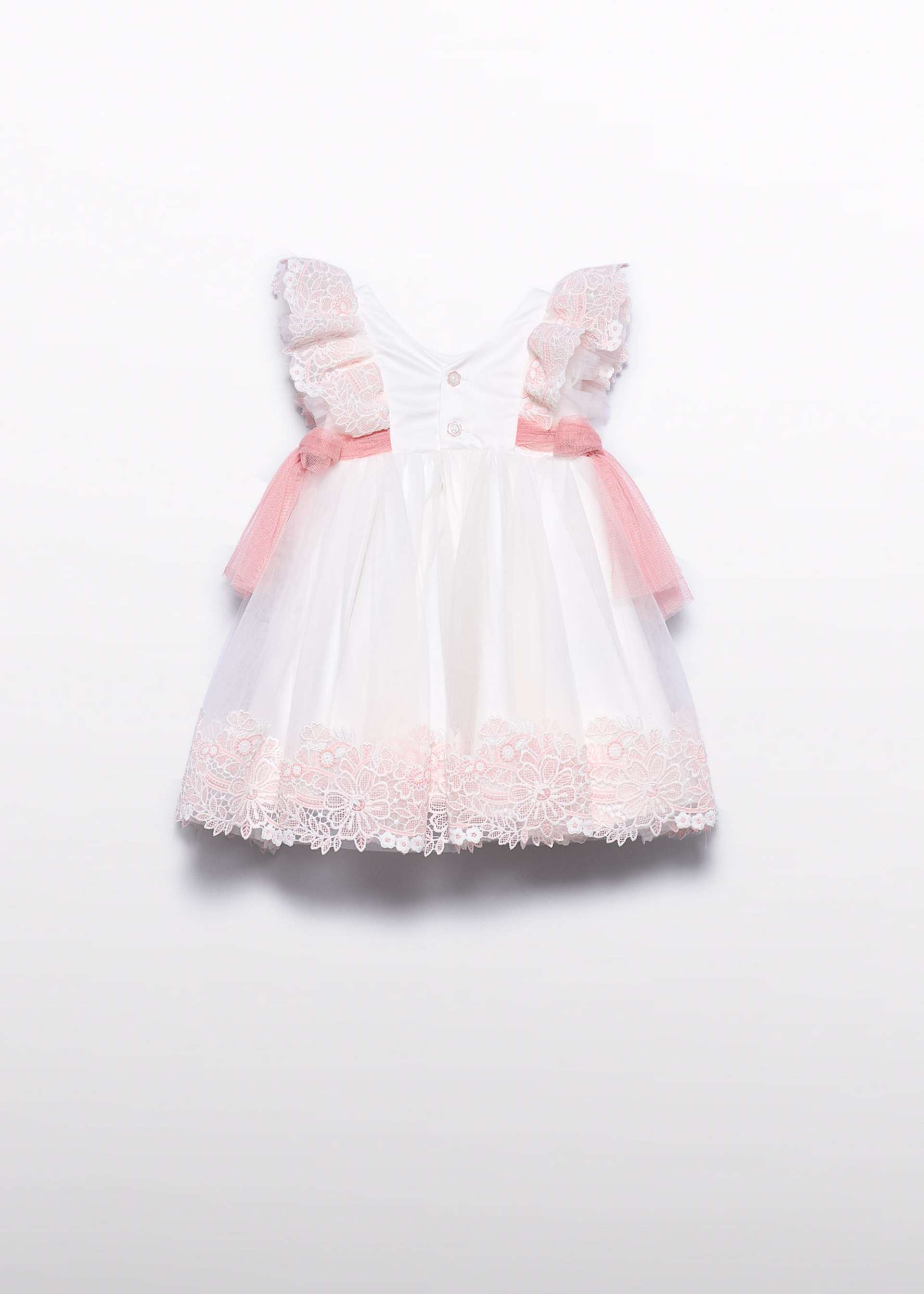 Vestido tule bordado guipura bebé