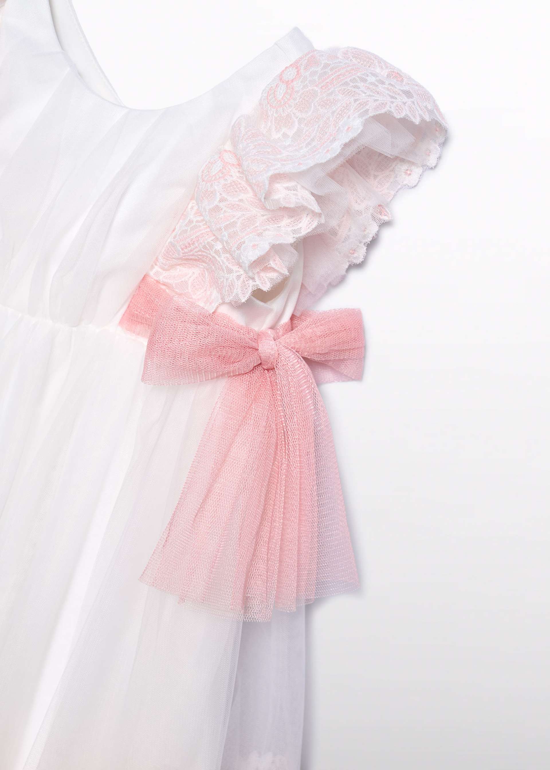 Vestido tule bordado guipura bebé