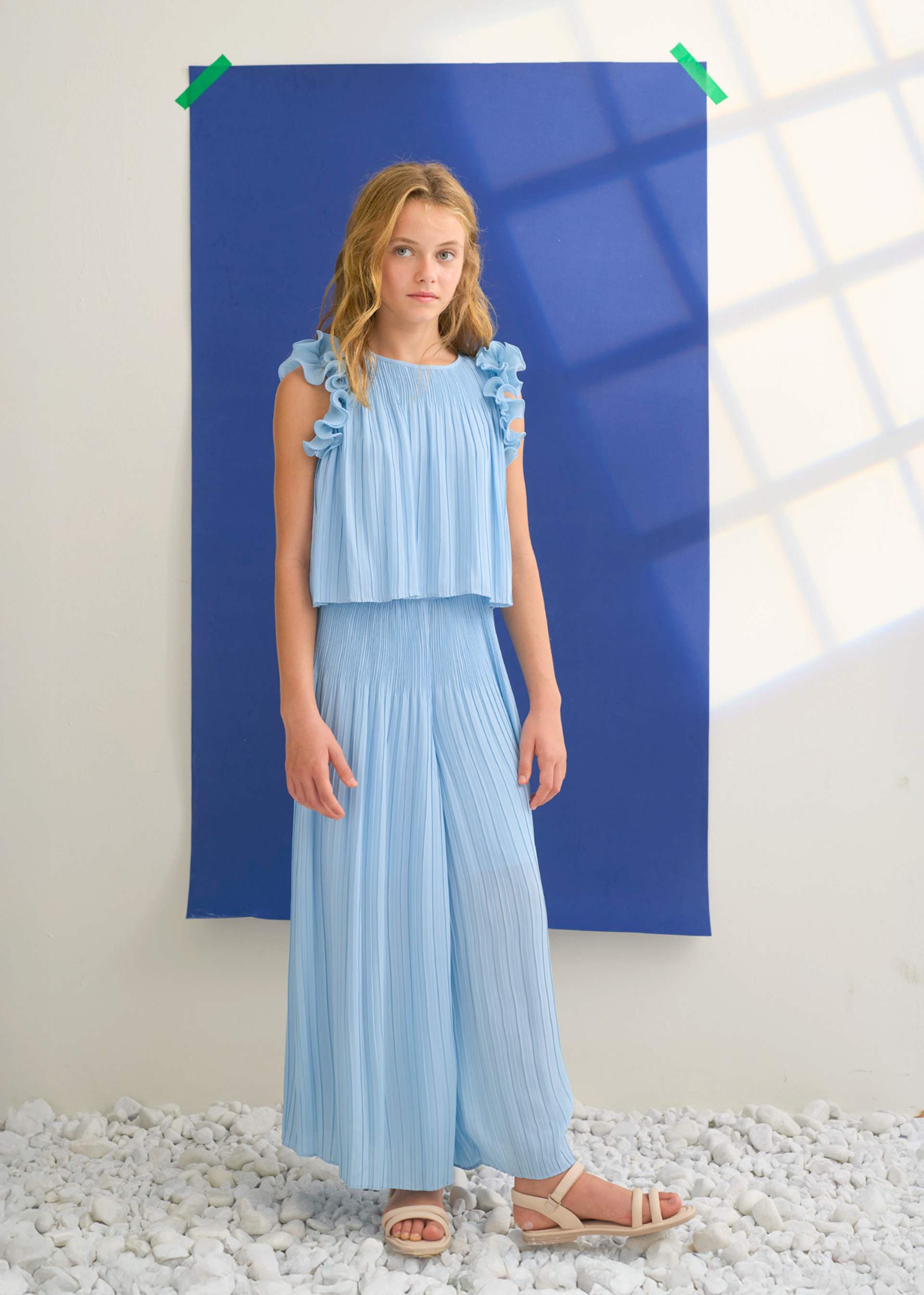 Girl Pleated Chiffon Set