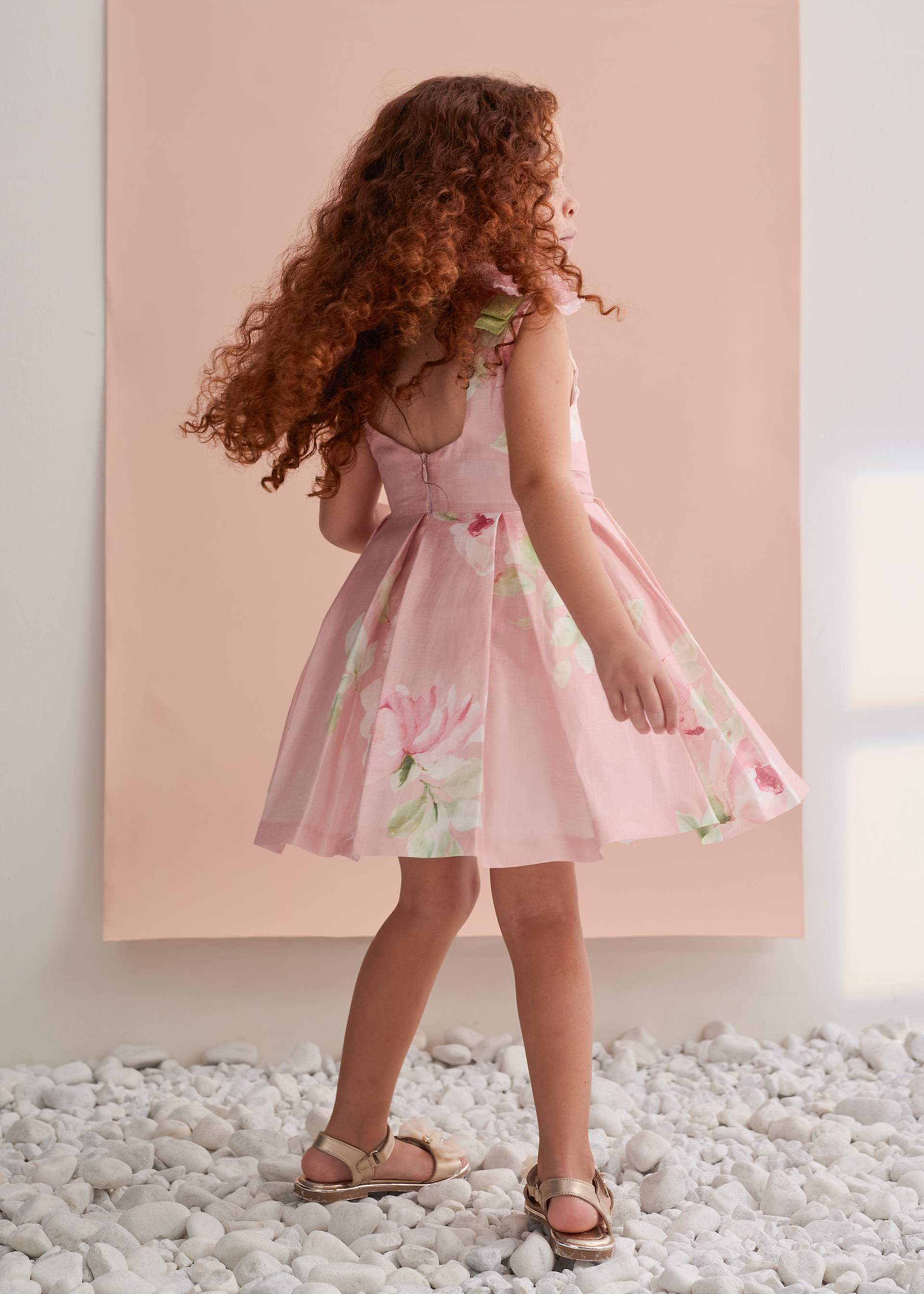 Vestido lino estampado niña