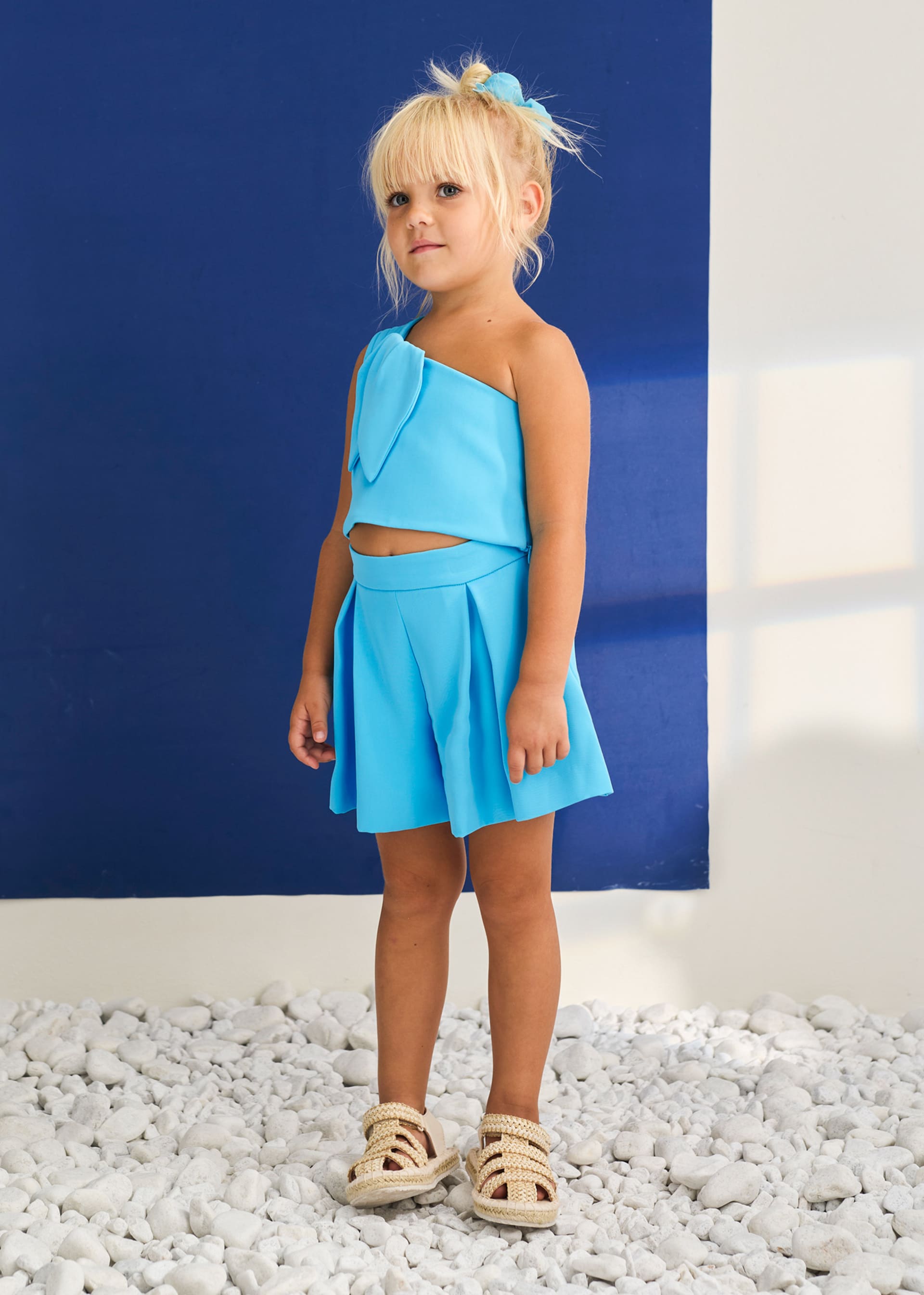 Ensemble bermuda asymétrique en crêpe fille