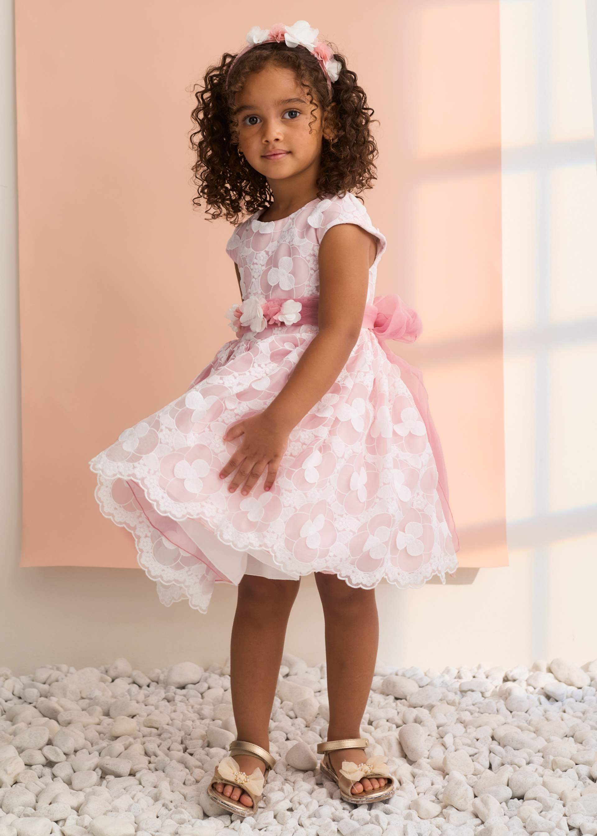 Embroidered organza dress for girls