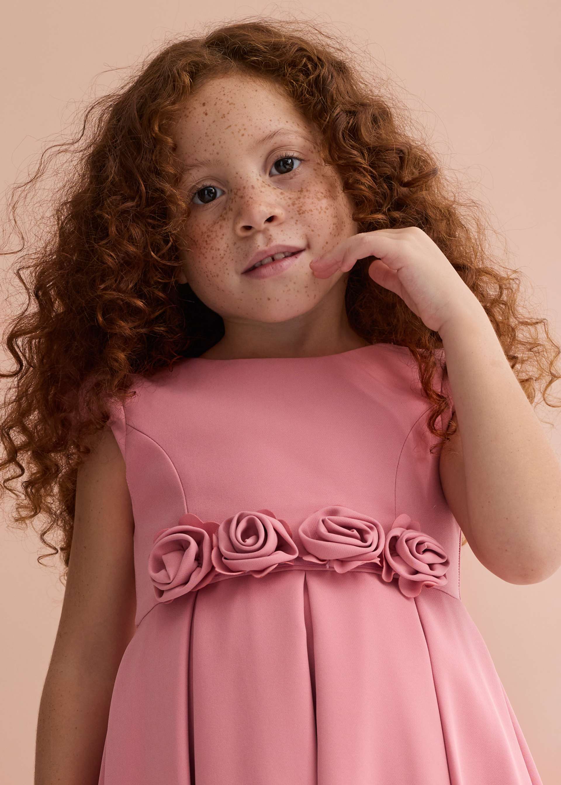 Crepe dress with floral detail for girls