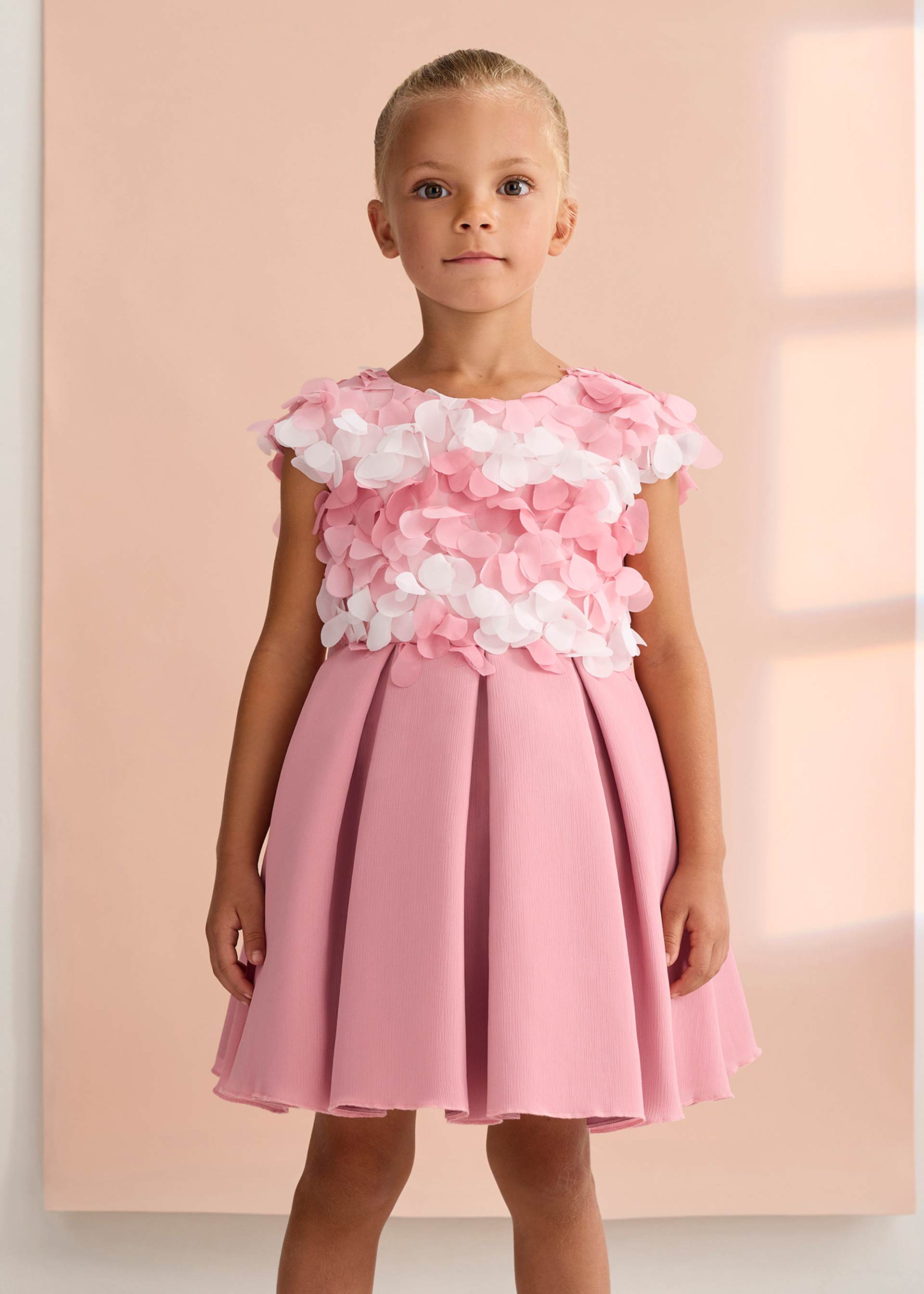 Robe en mousseline fleurs 3D fille