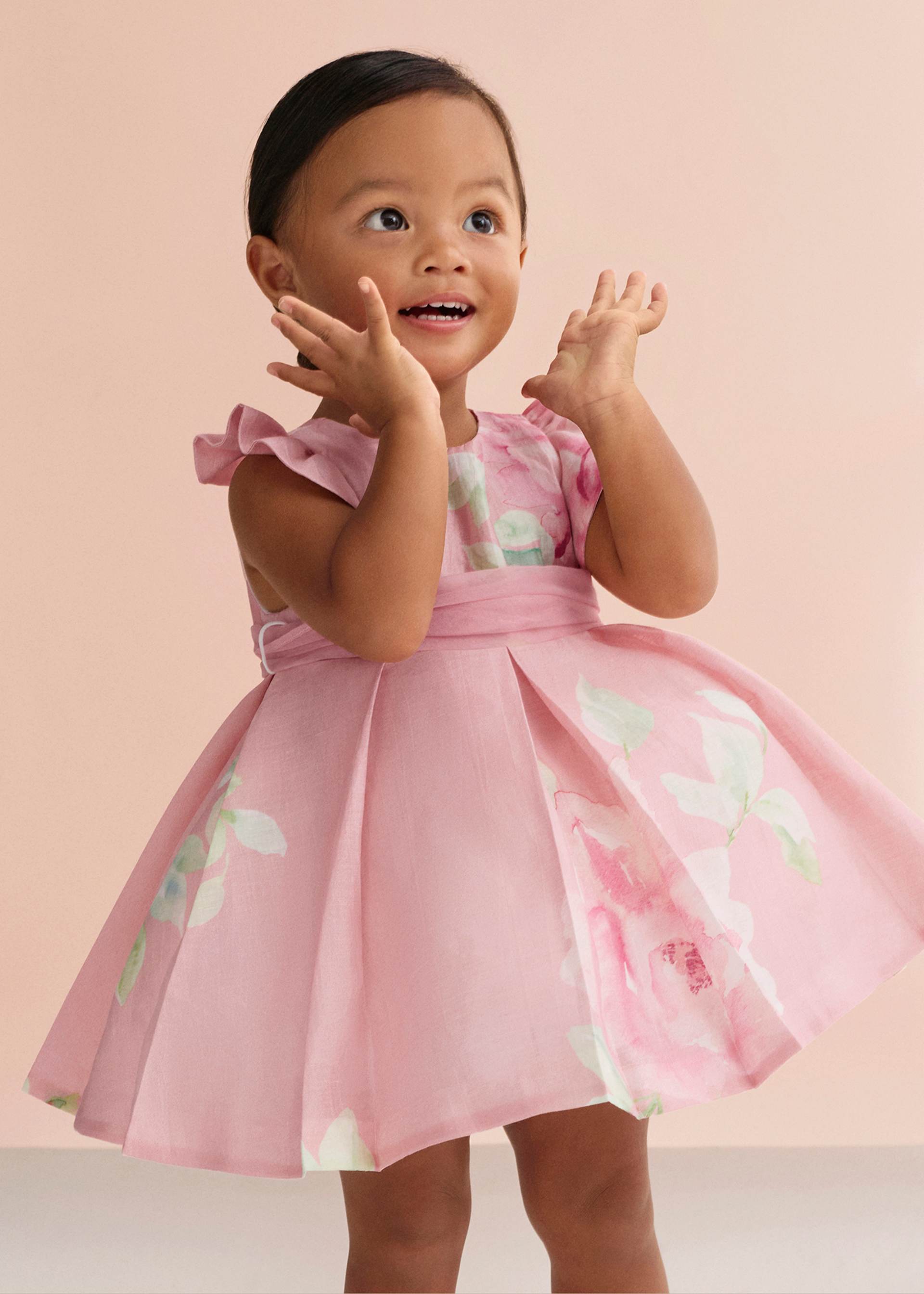 Baby printed linen dress