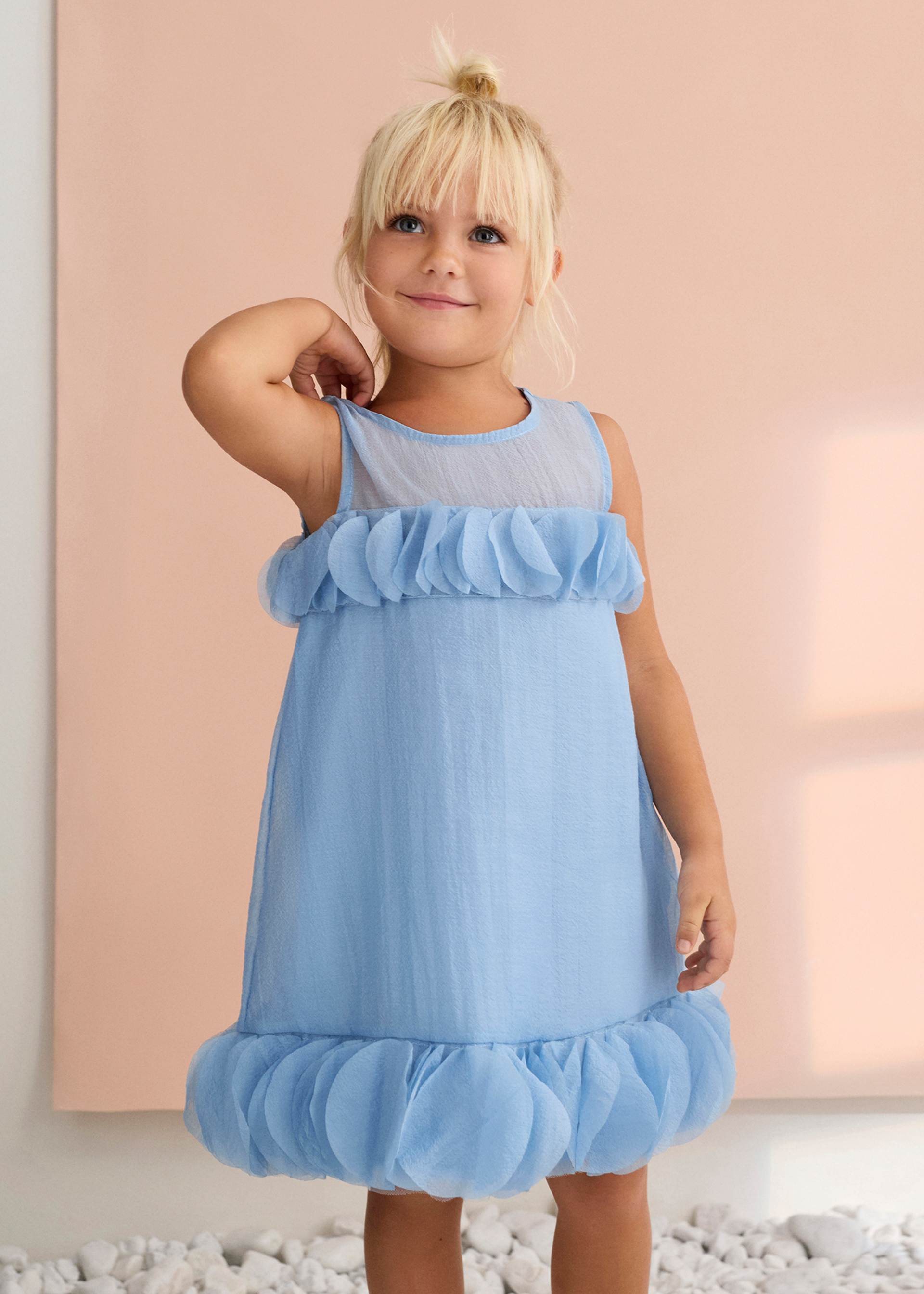 Ruffled organza dress for girls