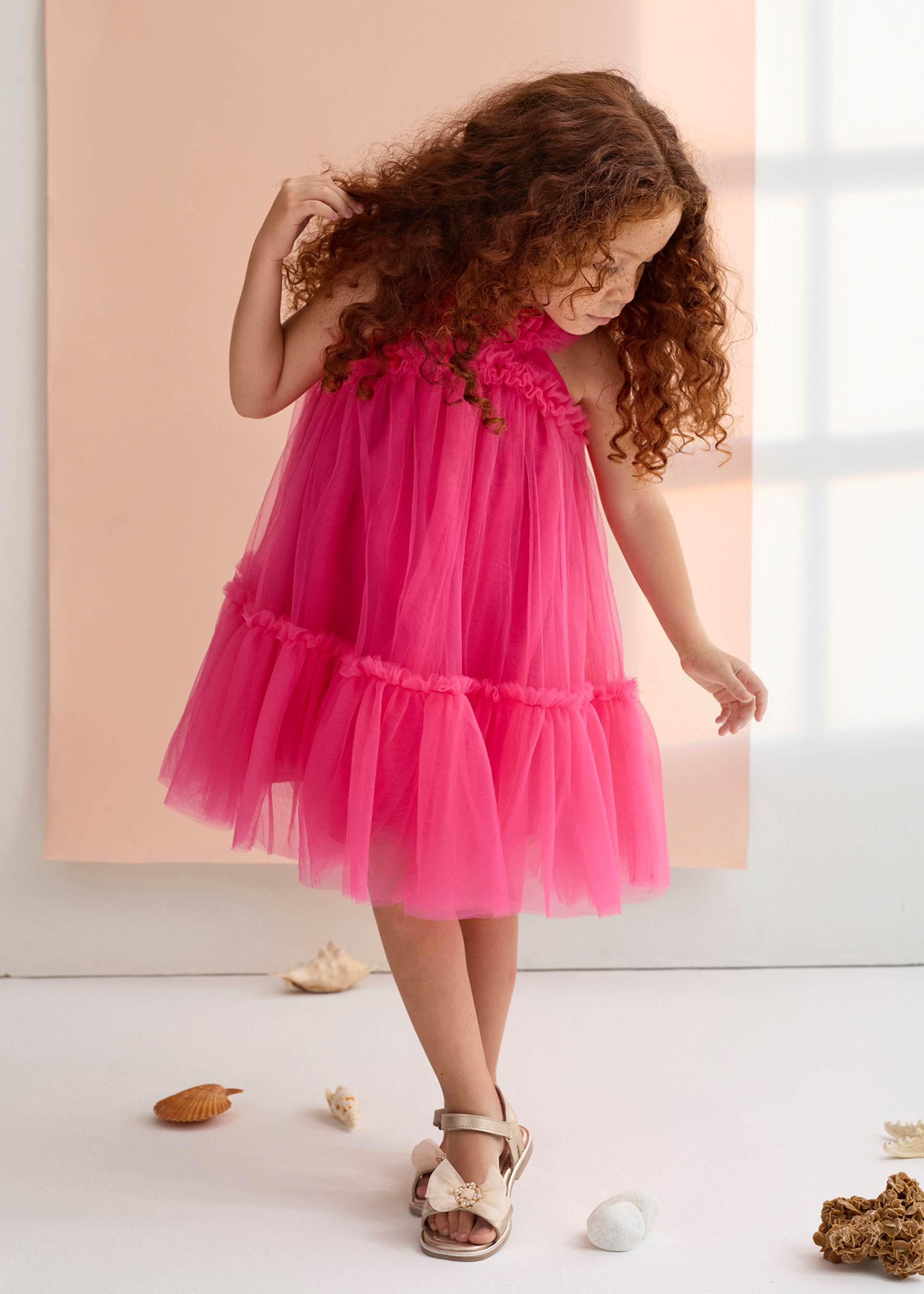 Robe en tulle à volants fille