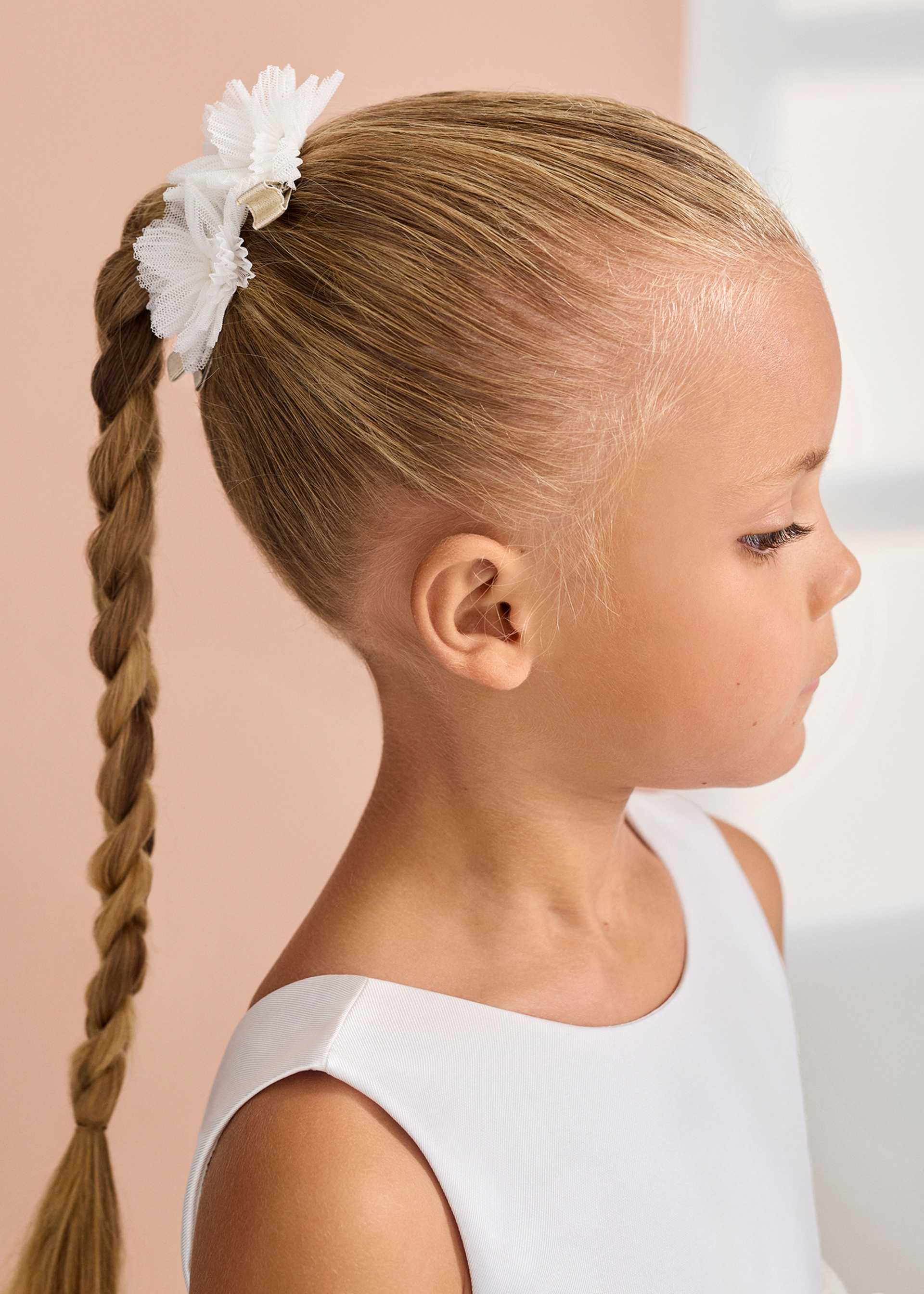 Set fermagli fiore tulle plissettato bambina