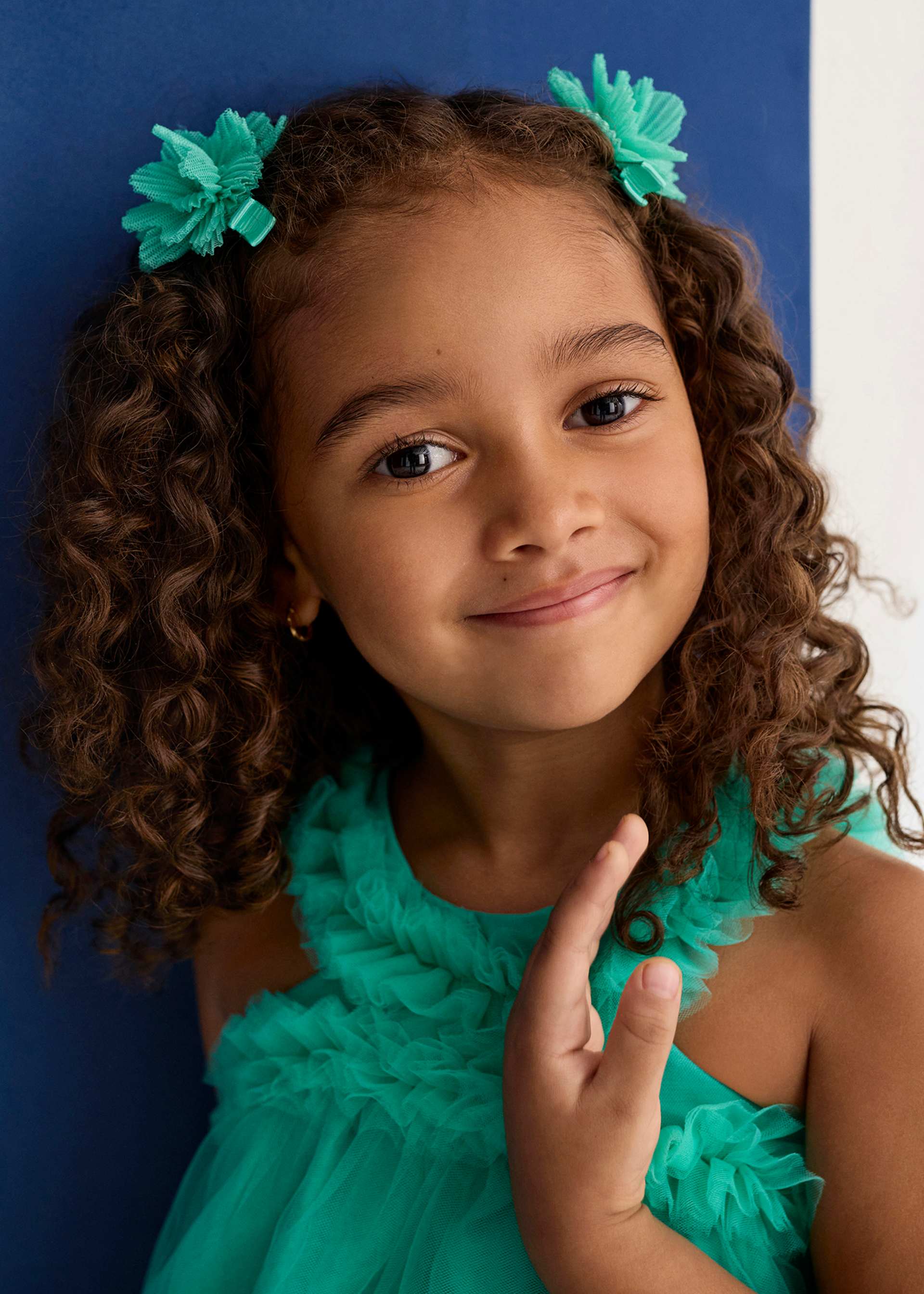 Set pinzas flor tul plisado niña