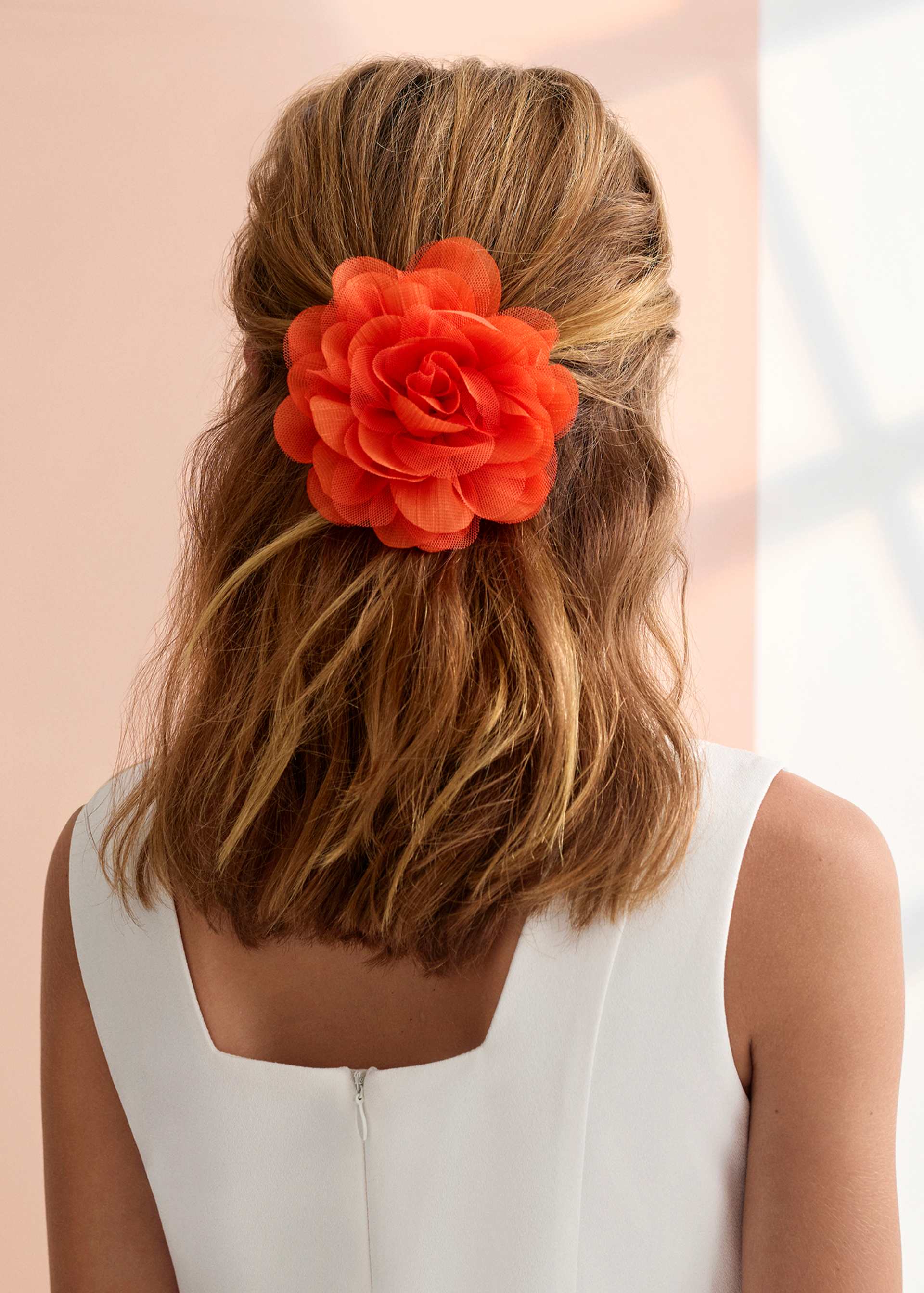 Combined gauze flower hair clip for girls