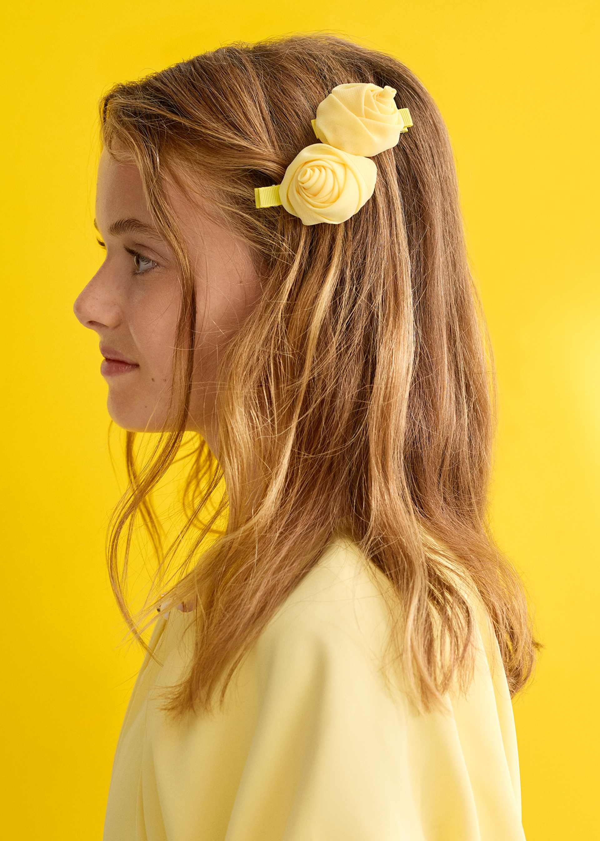 Set of flower gauze hair clips for girls