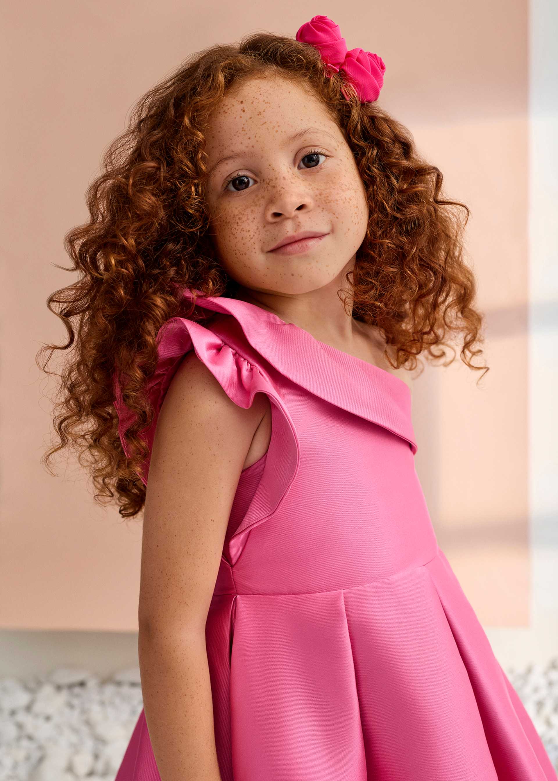 Vestido mikado asimétrico niña