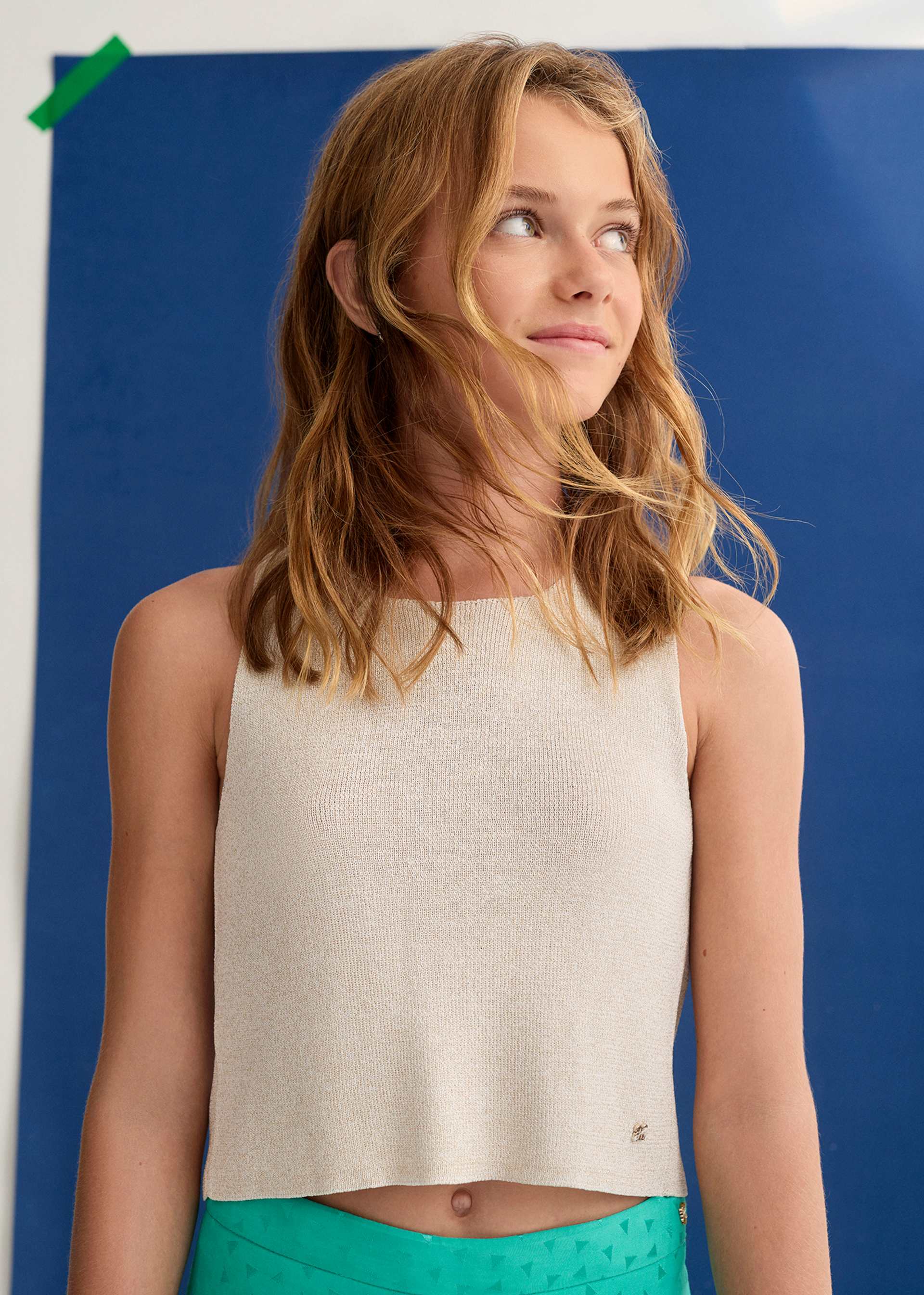 Top en tricot brillant fille