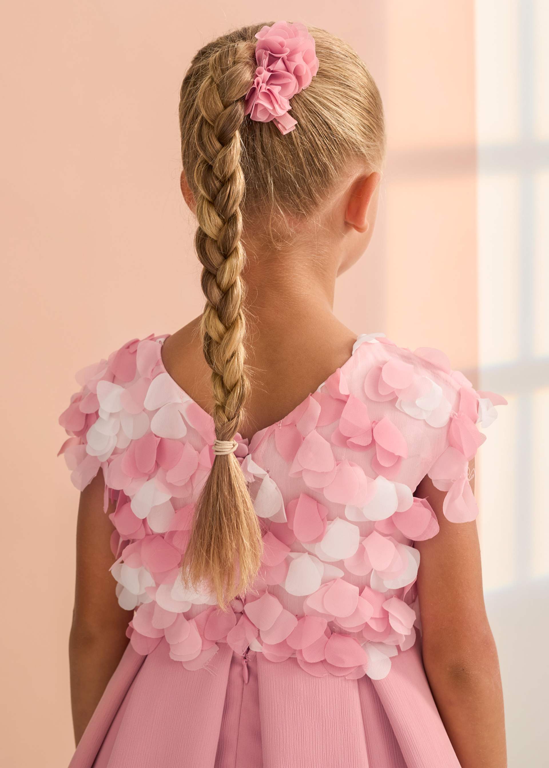 Vestido gaze flores 3d menina