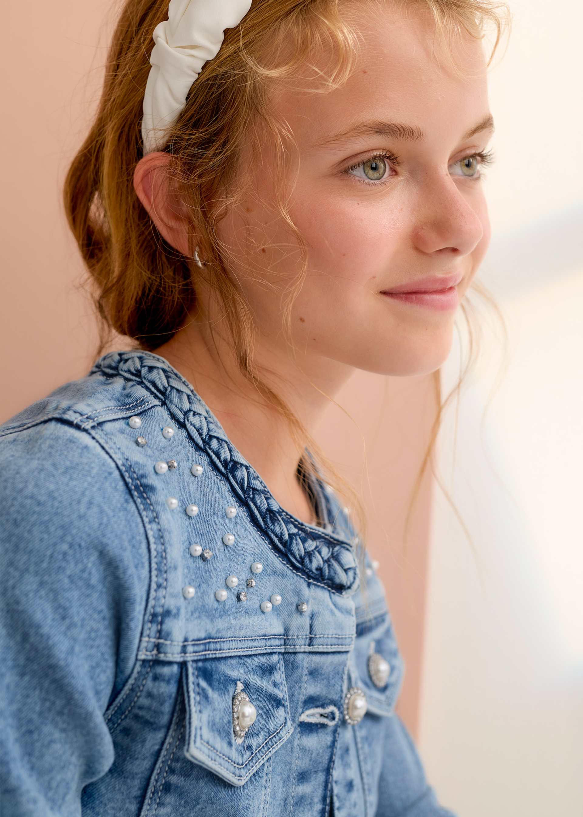 Girl Pearl Denim Jacket