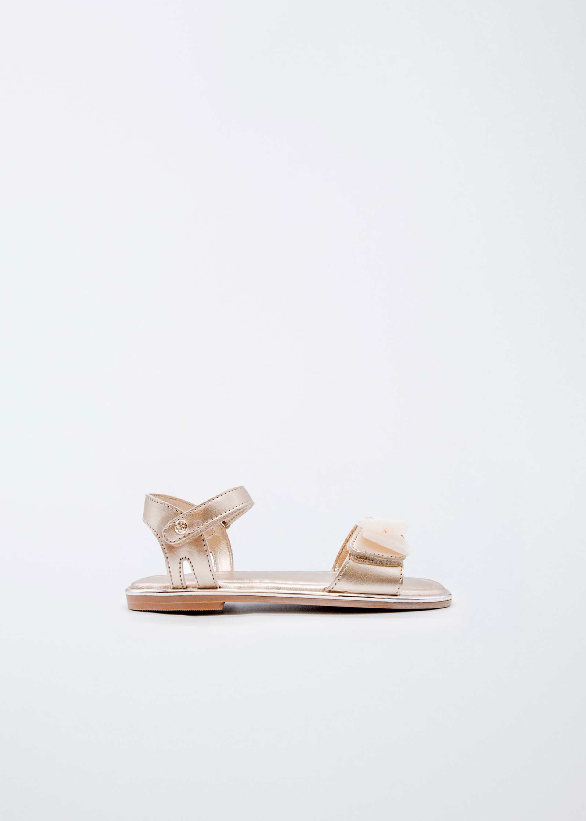 Sandale en cuir nœud en tulle fille