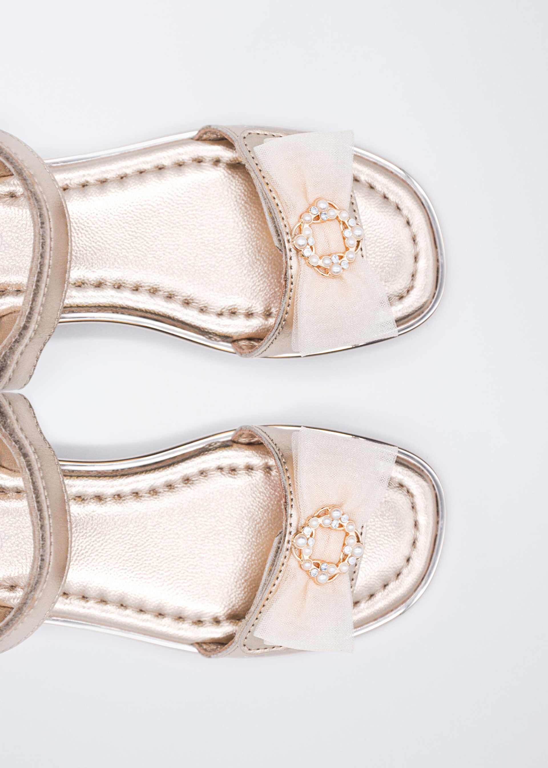 Girls' leather sandals with tulle