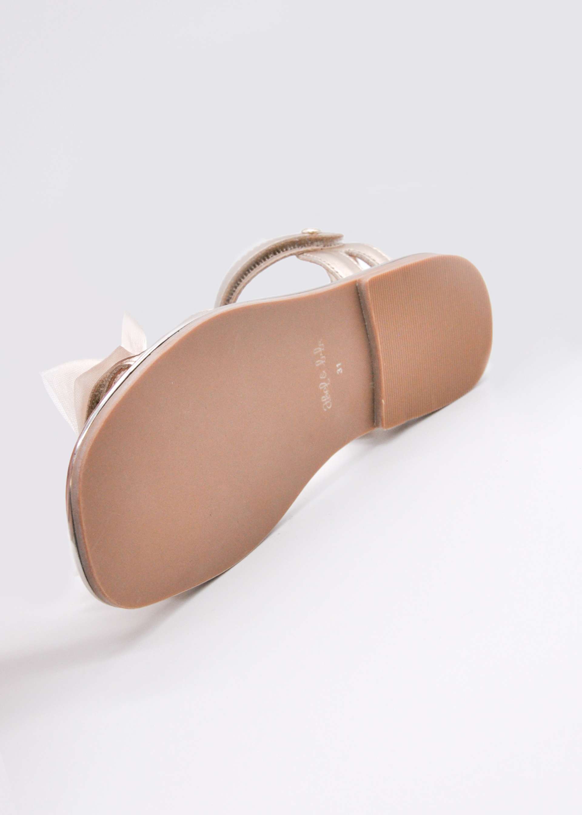 Sandale en cuir nœud en tulle fille