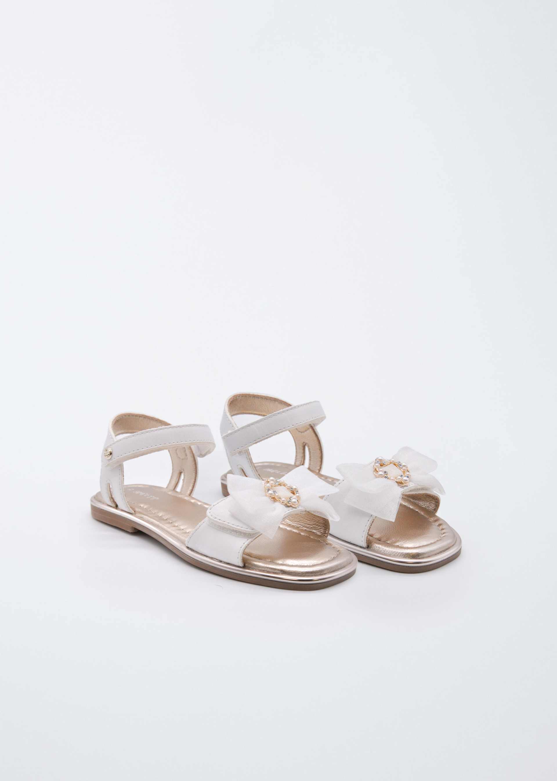Girls' leather sandals with tulle