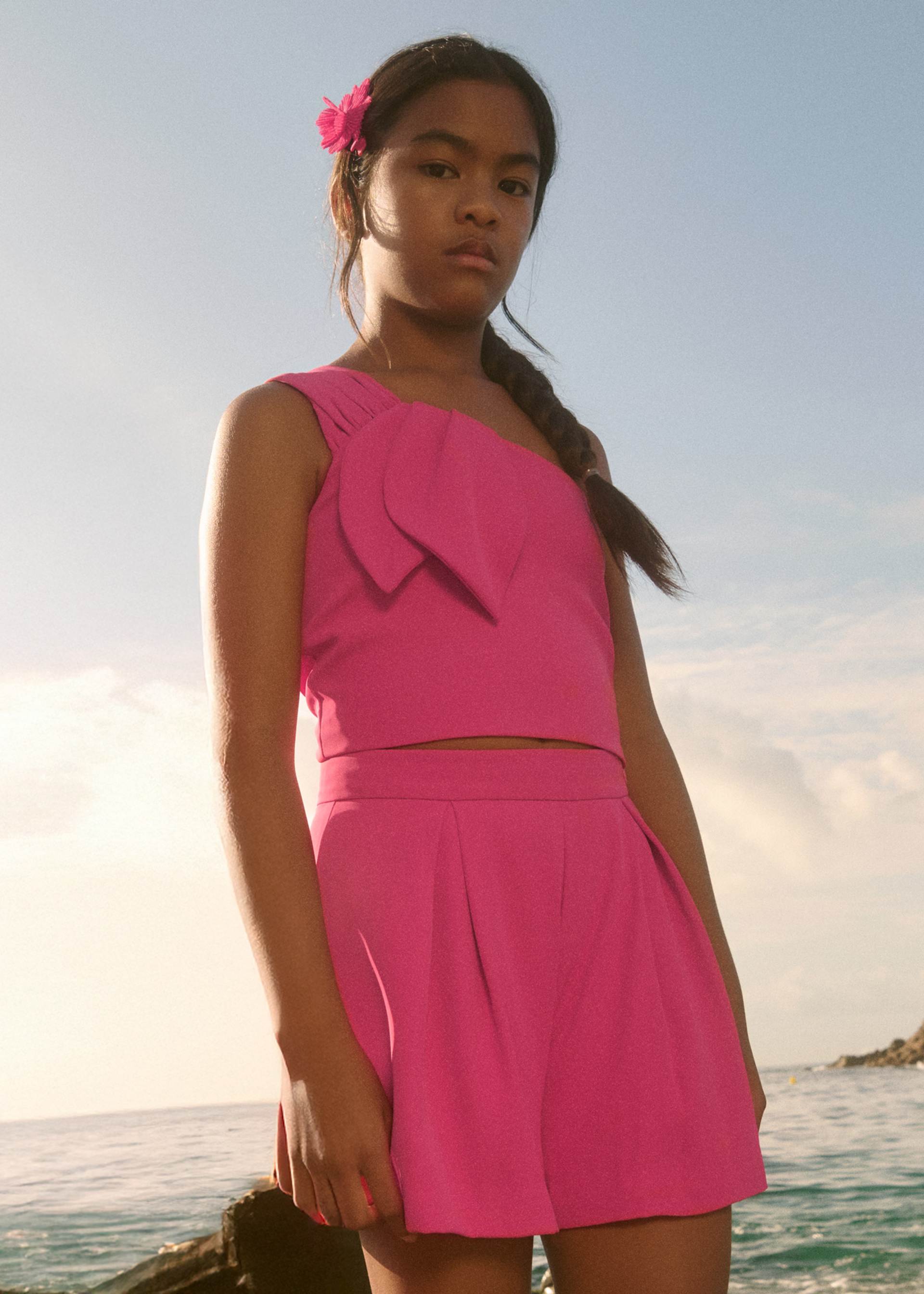 Ensemble bermuda asymétrique en crêpe fille