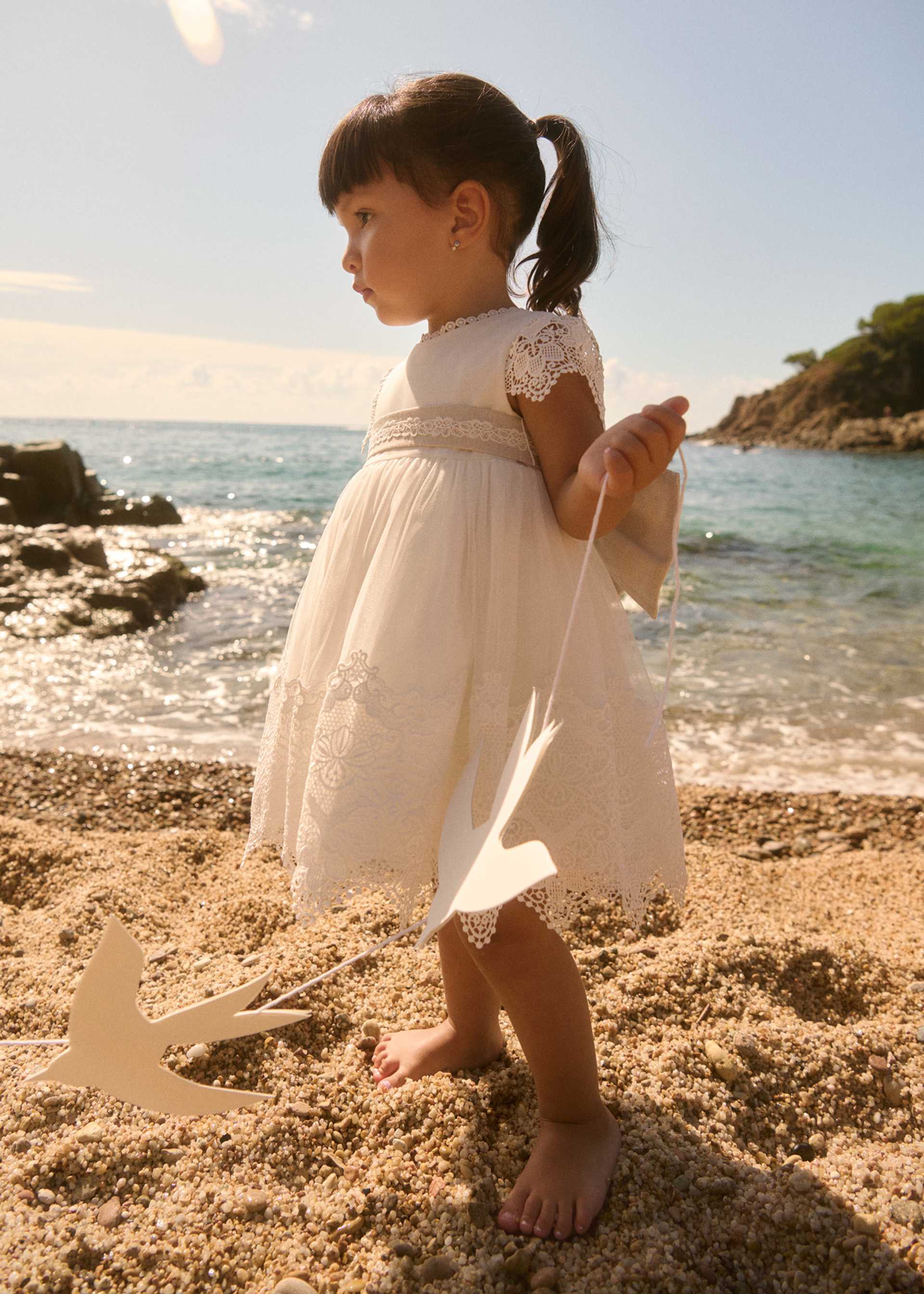 Embroidered guipure tulle baby dress