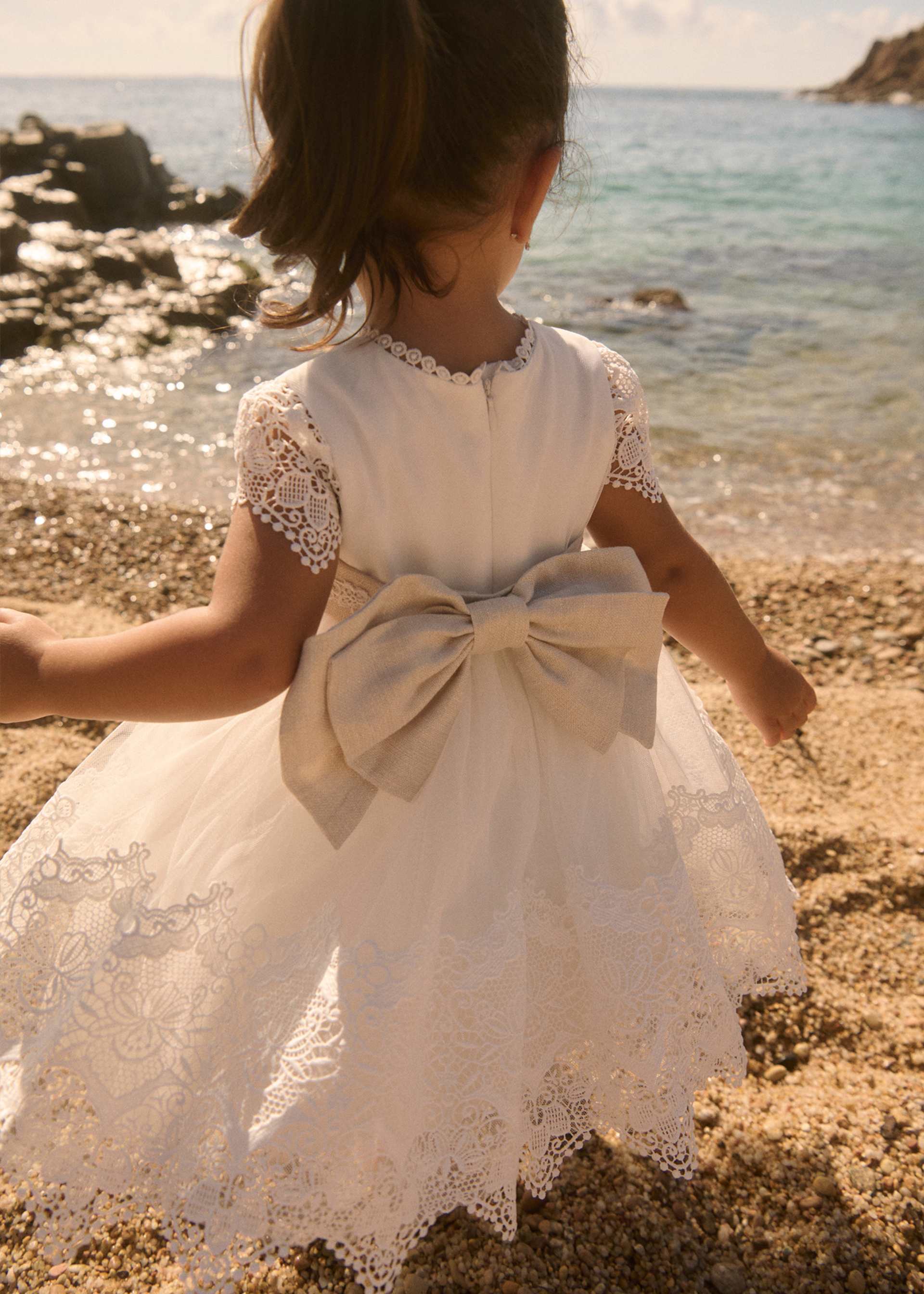 Embroidered guipure tulle baby dress