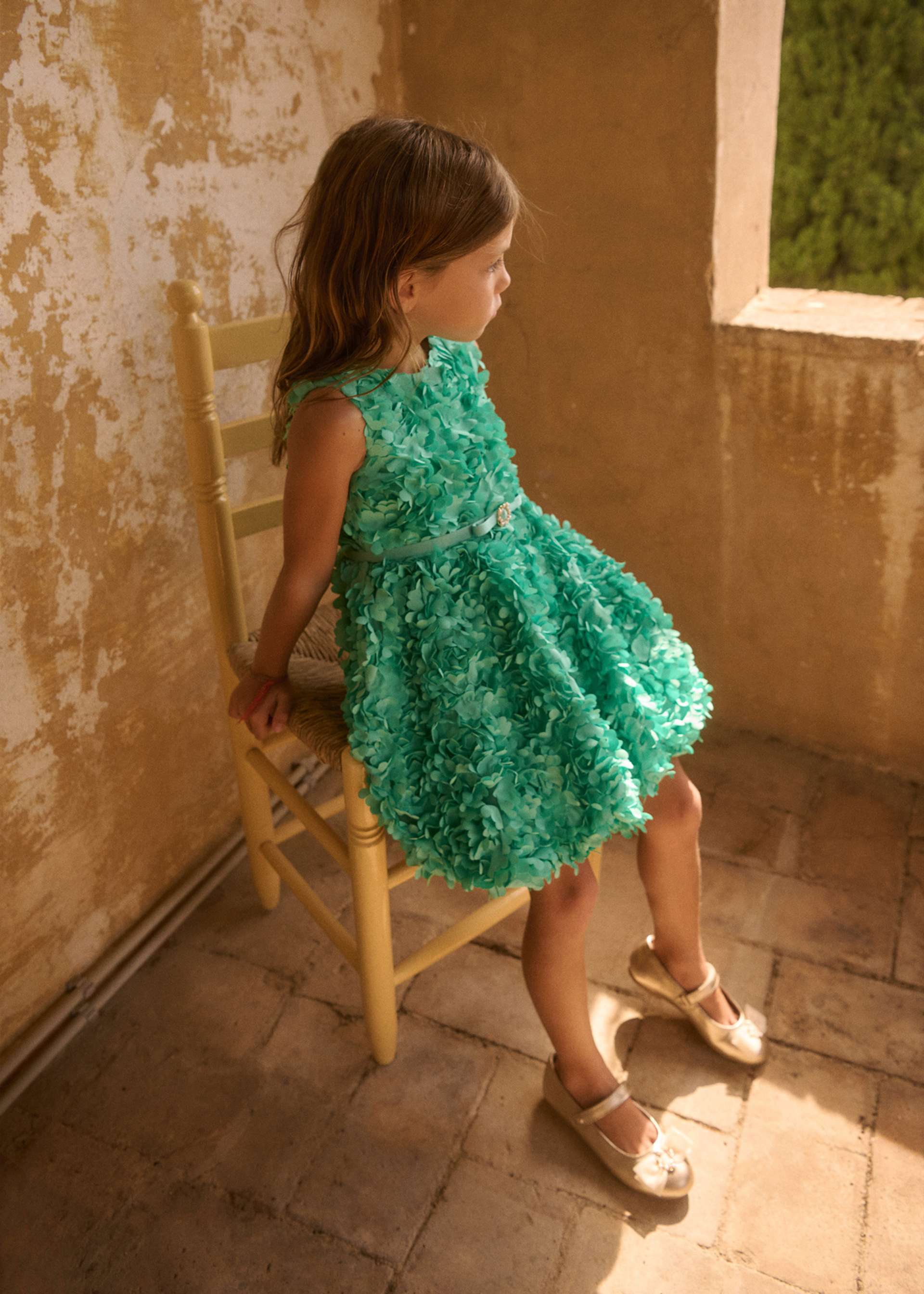 Girl 3D Floral Belted Dress