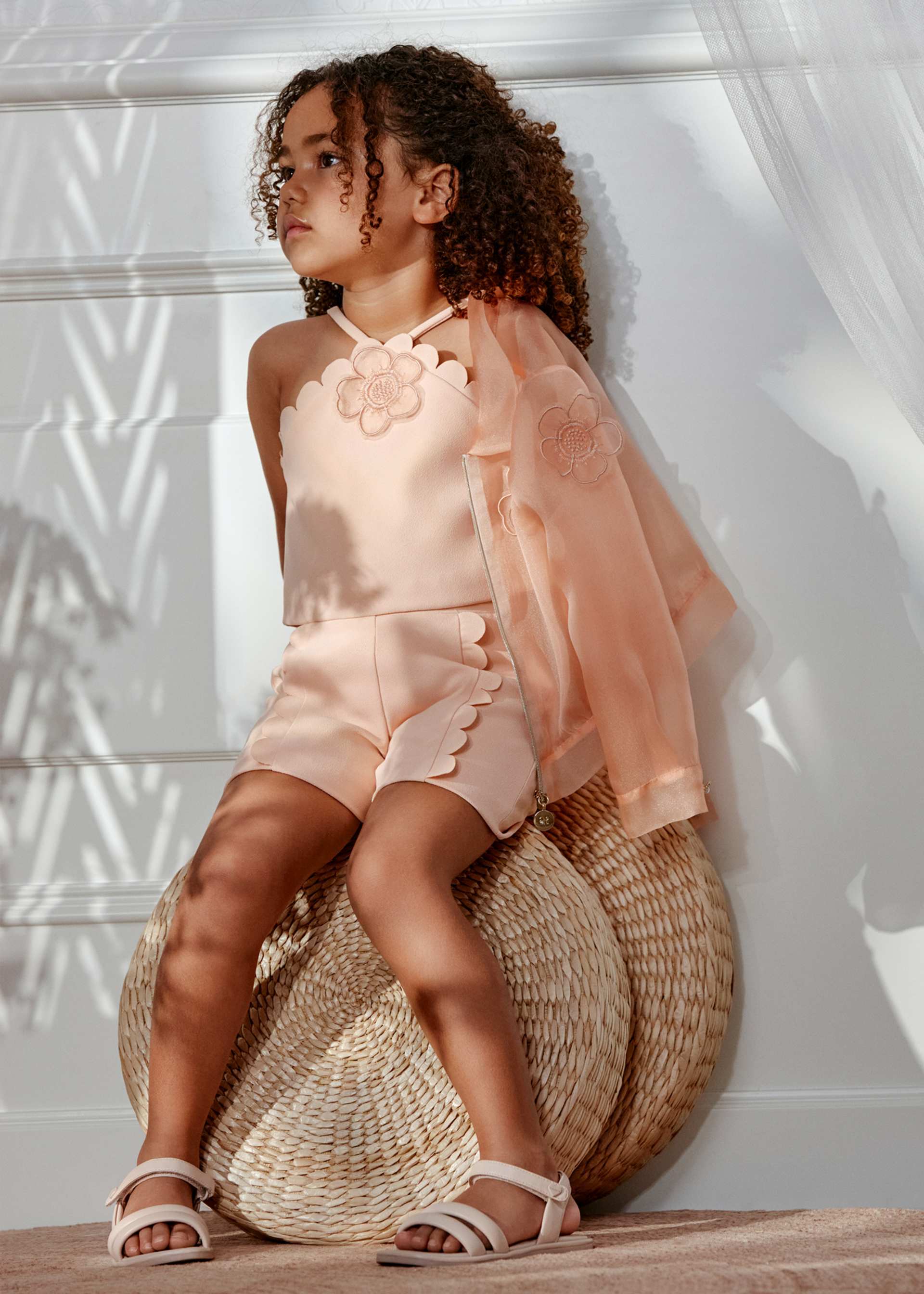 Completo pantaloncino crepe arricciato bambina