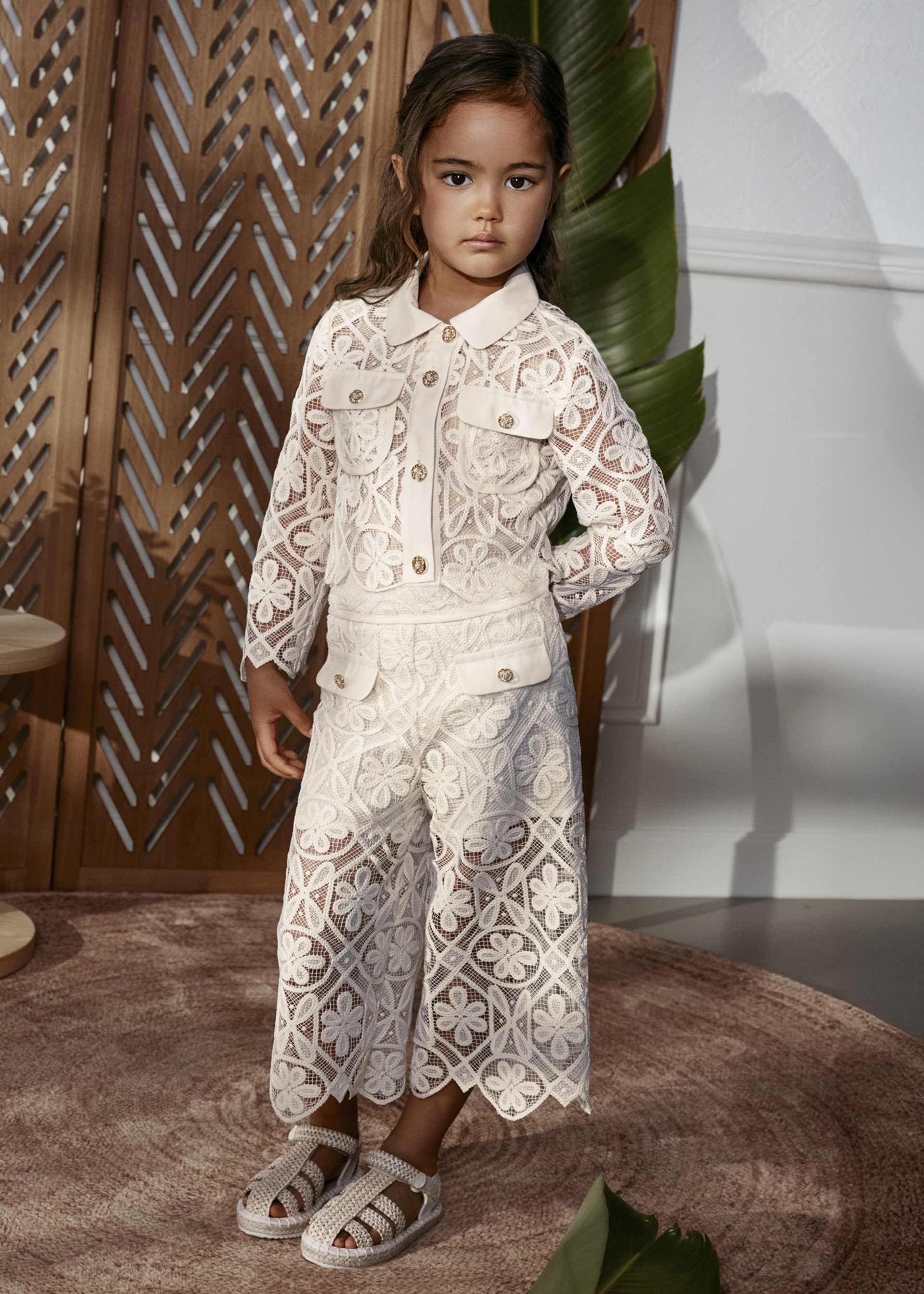 Girl's guipure culotte trouser suit