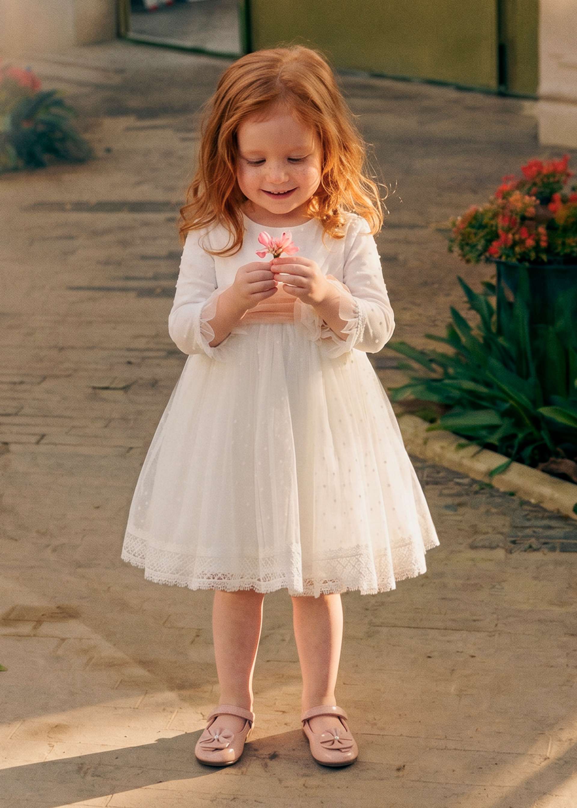 Vestido tule plissado bebé menina