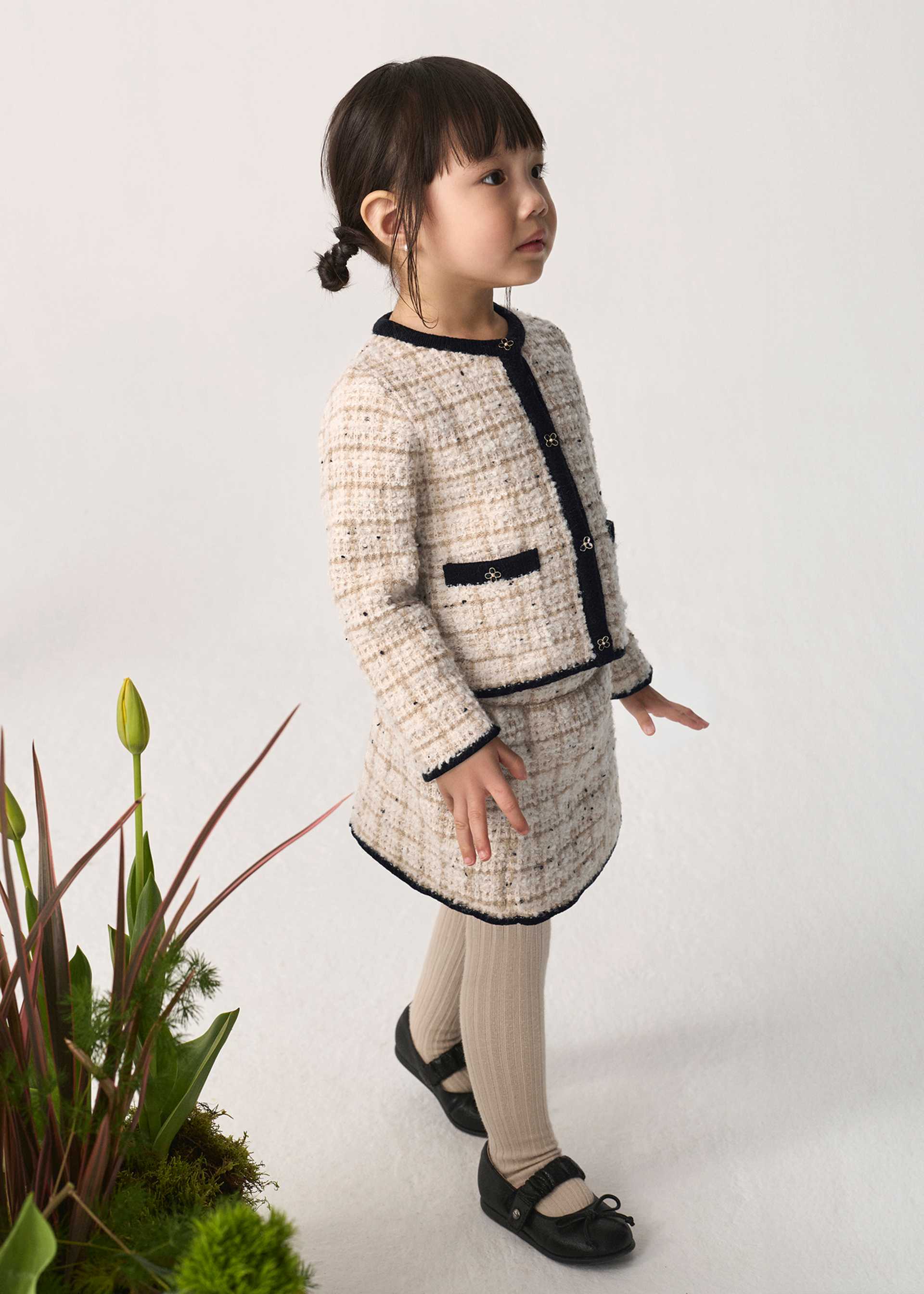 Conjunto saia tricô bebé menina