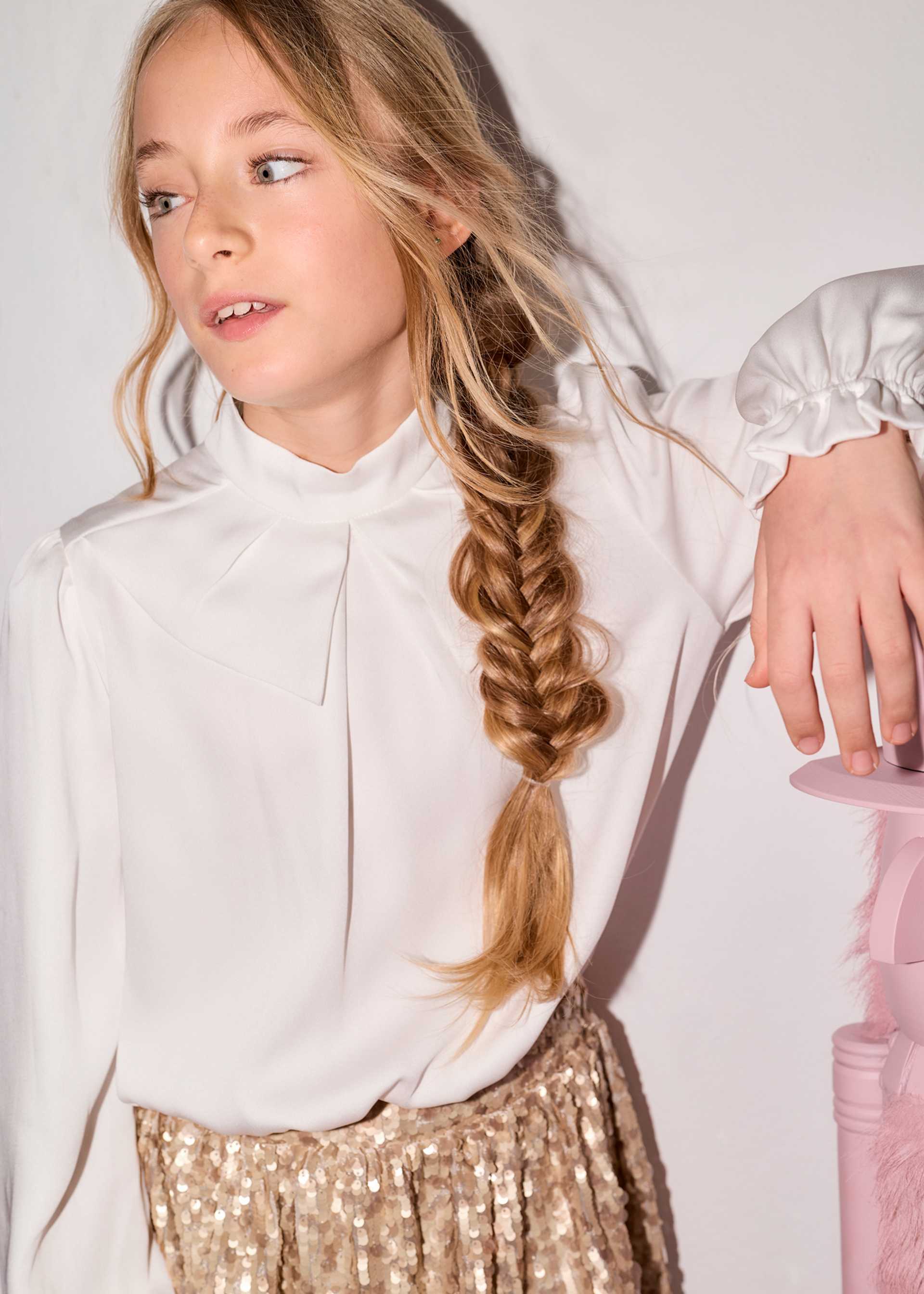 Vestido combinado lantejoulas menina