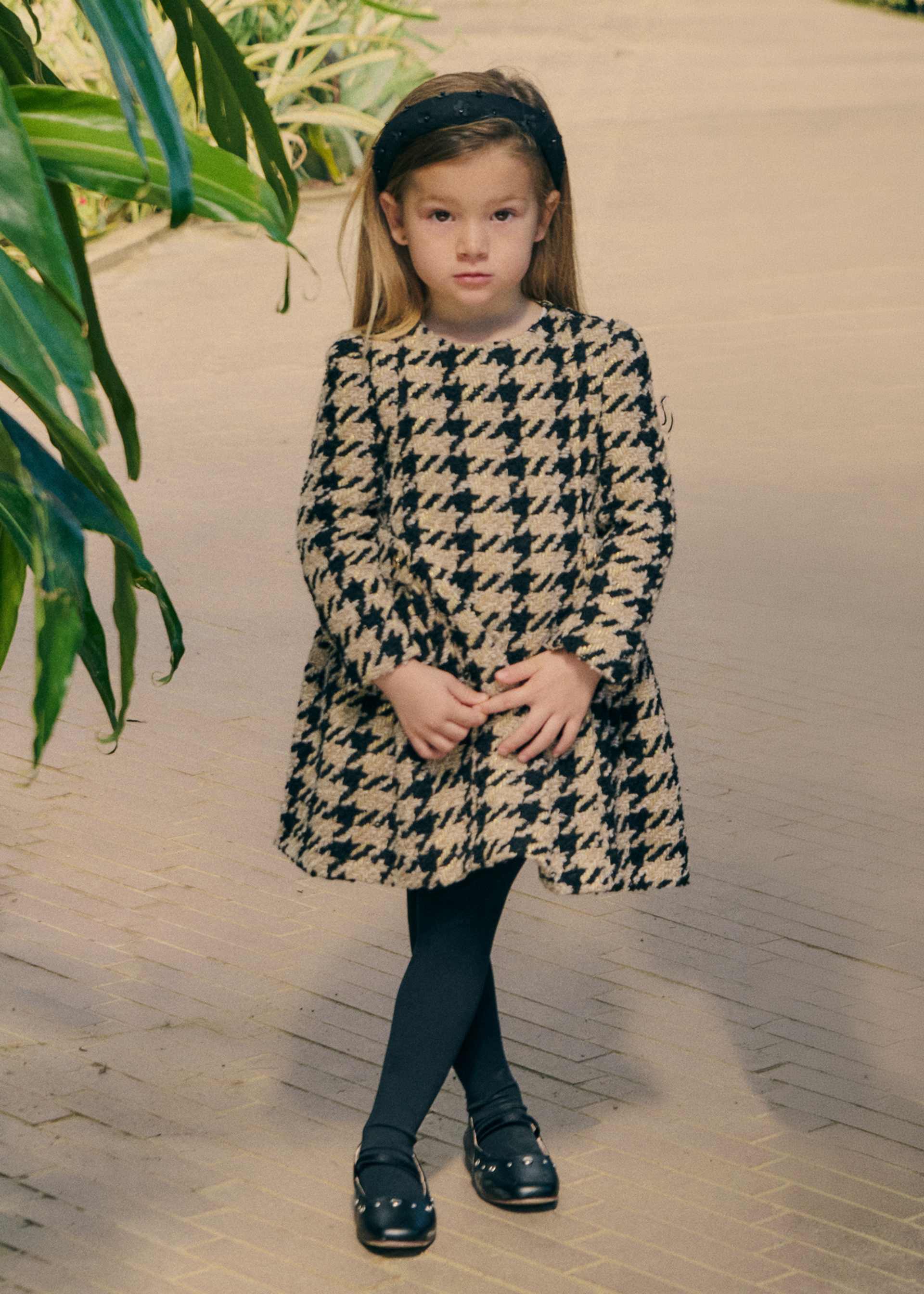 Abito tweed pied de poule bambina
