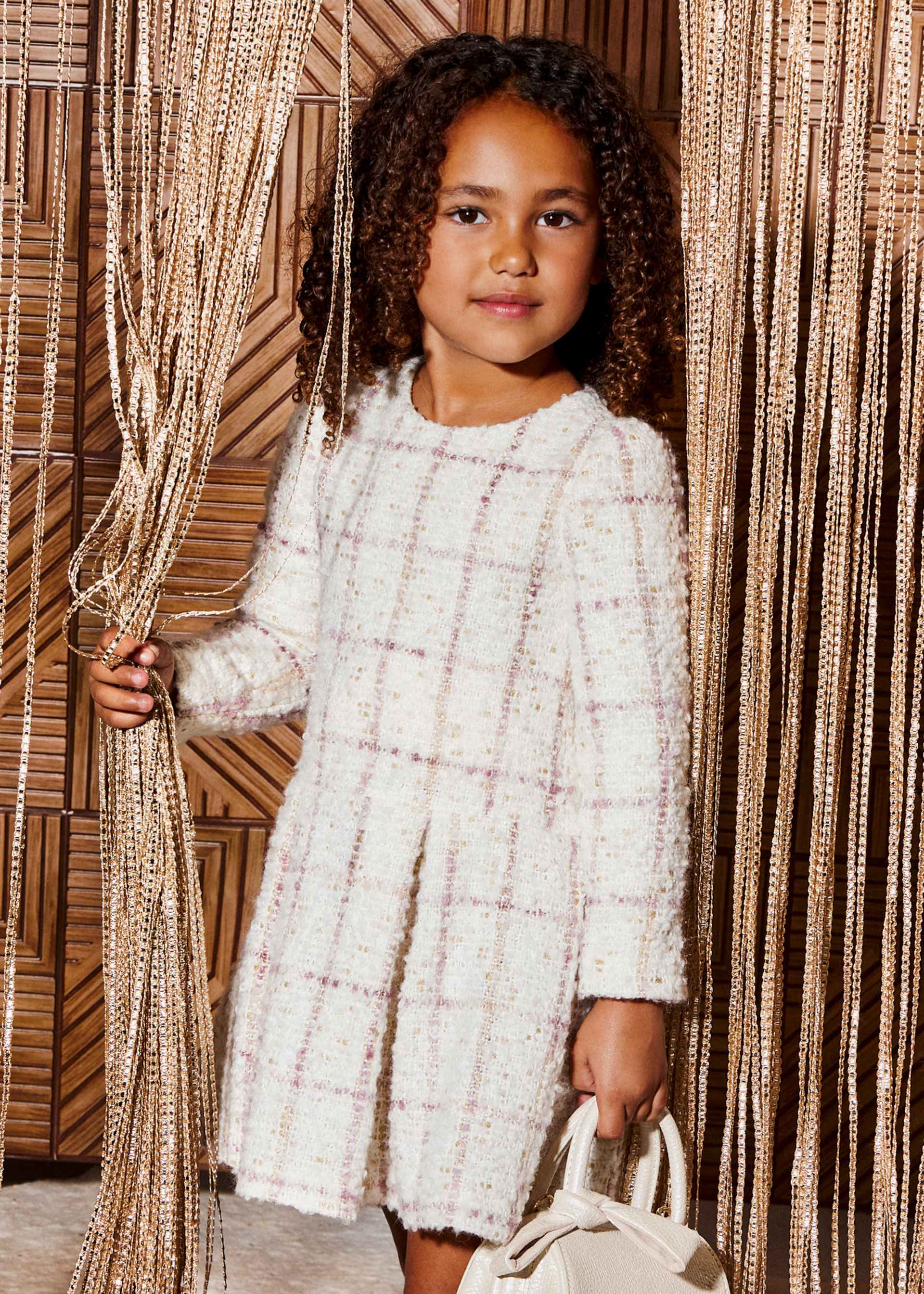 Vestido tweed quadrados menina