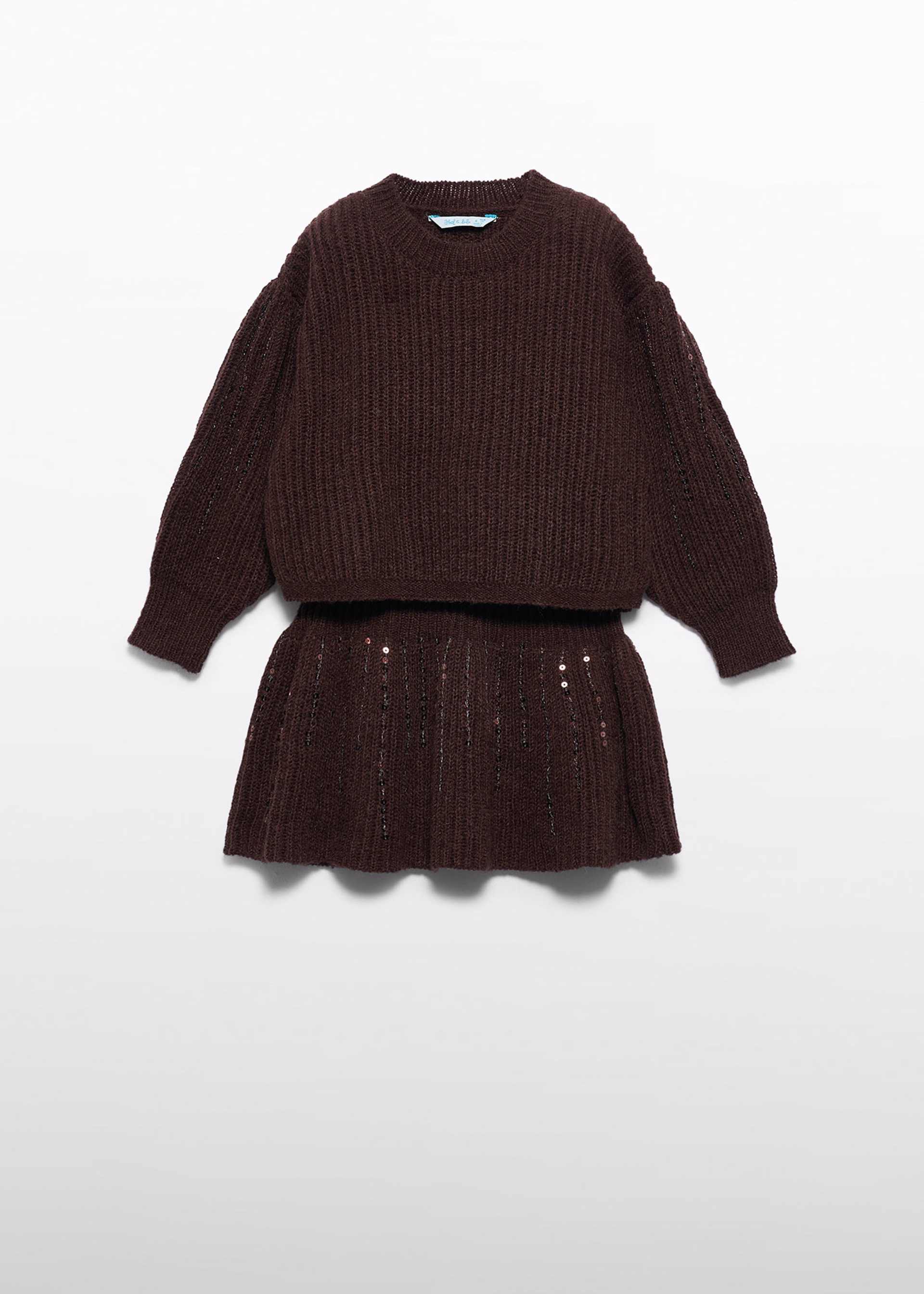 Girls' sequinned knitted skirt set