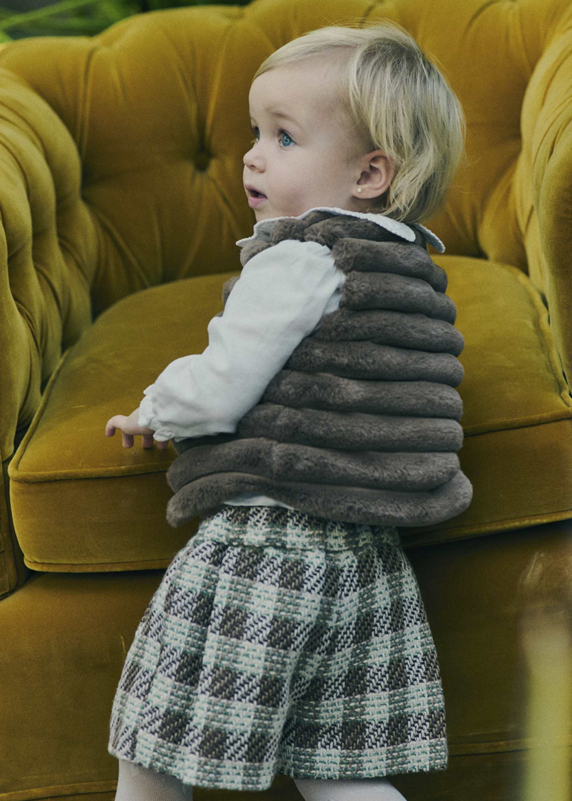 Conjunto bermuda cuadros bebé niña
