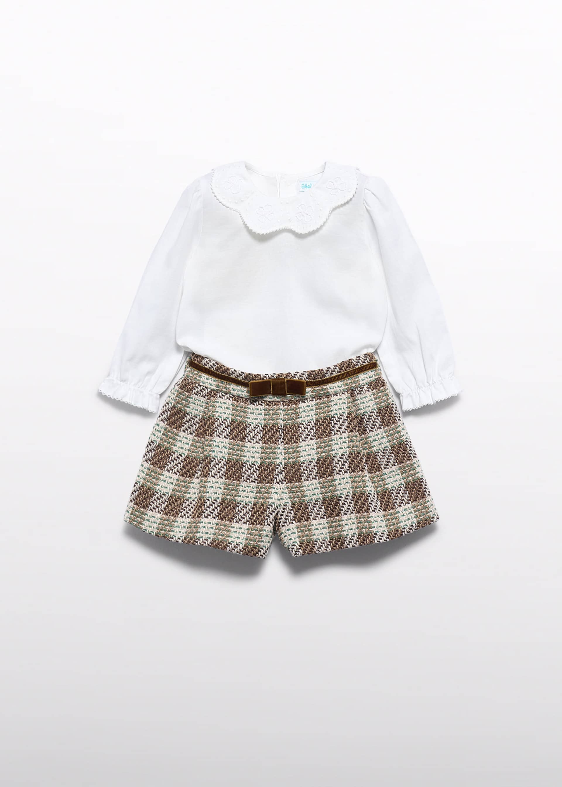 Conjunto bermuda quadrados bebé menina
