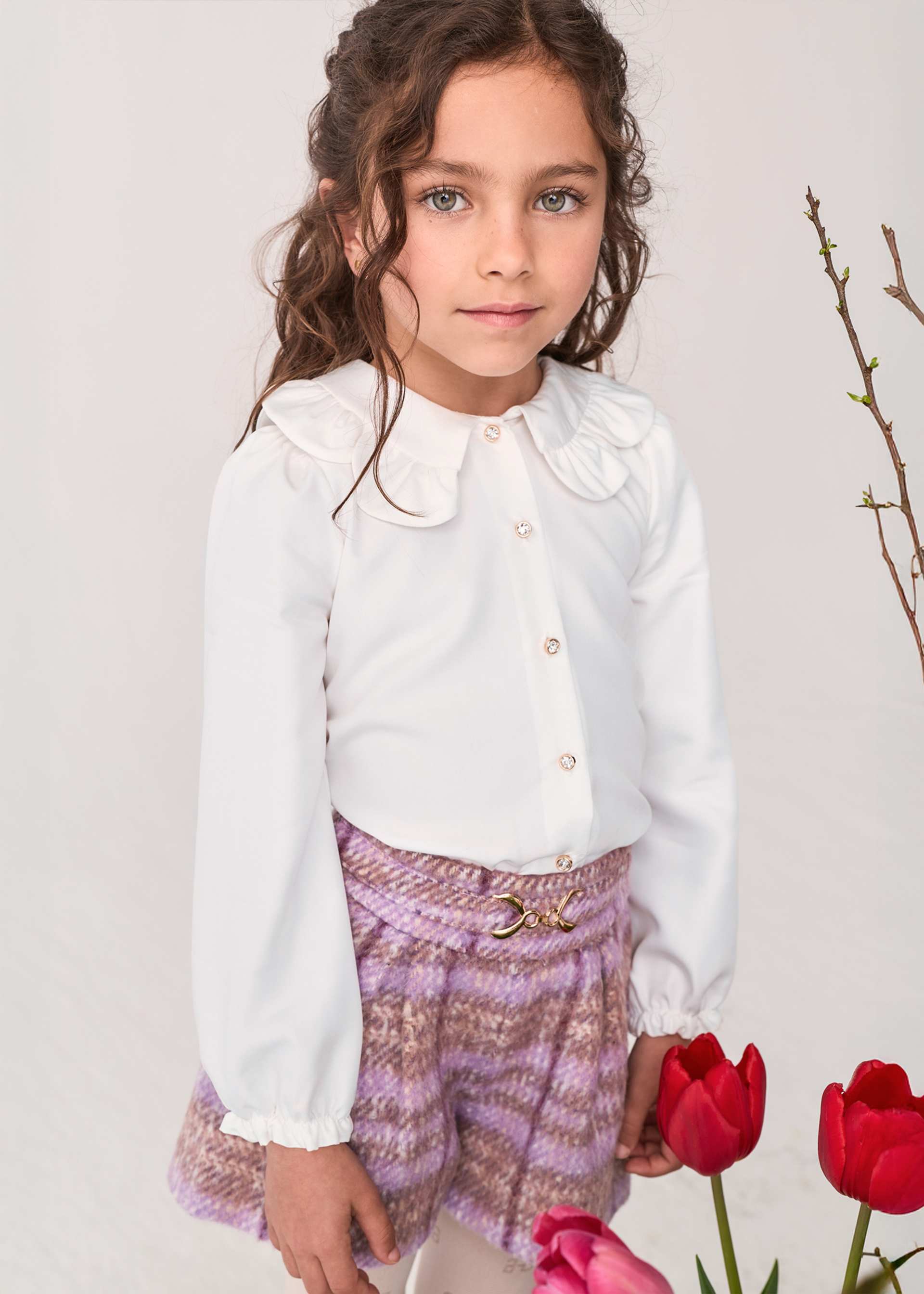 Completo bermuda quadri bambina