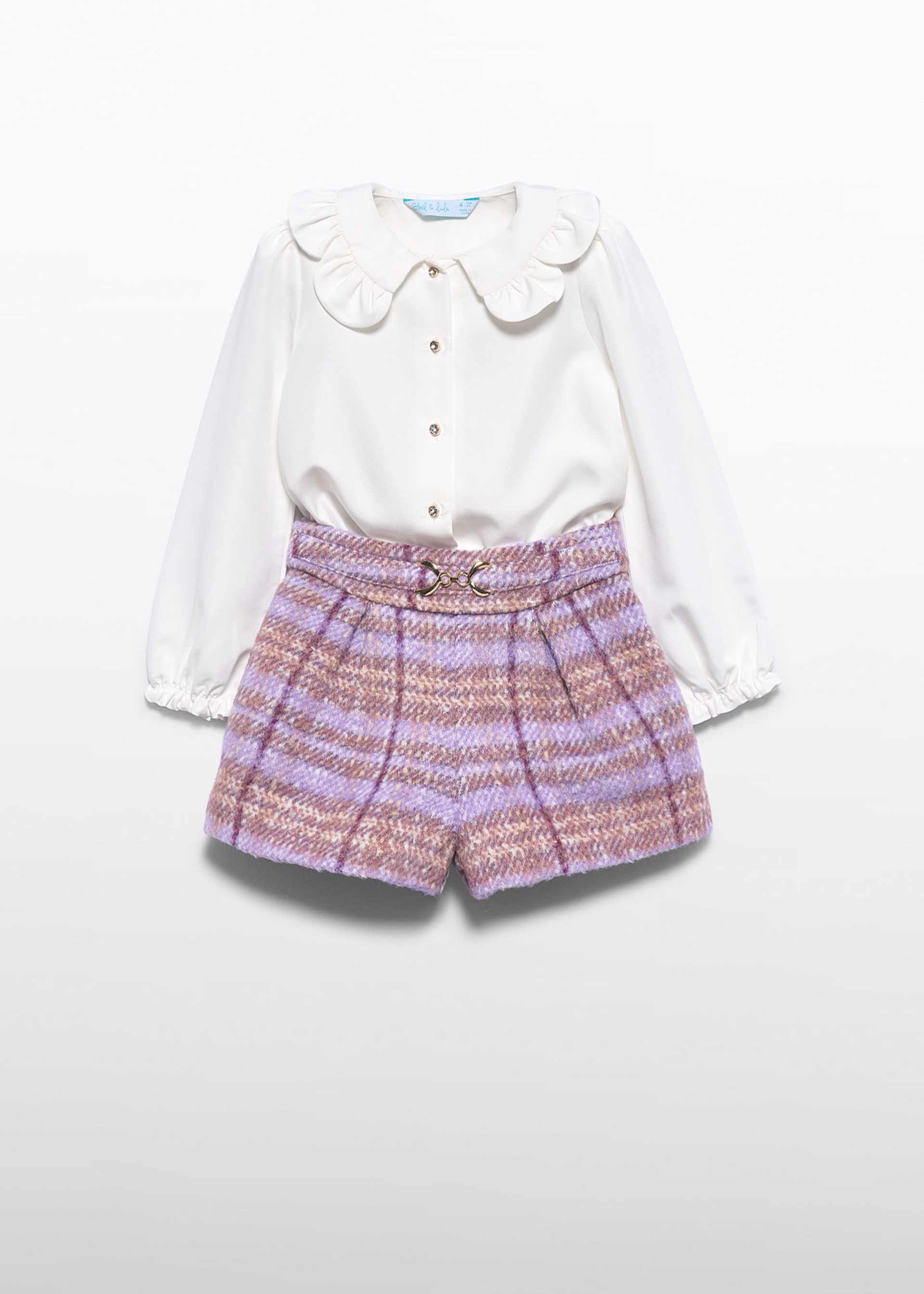 Completo bermuda quadri bambina